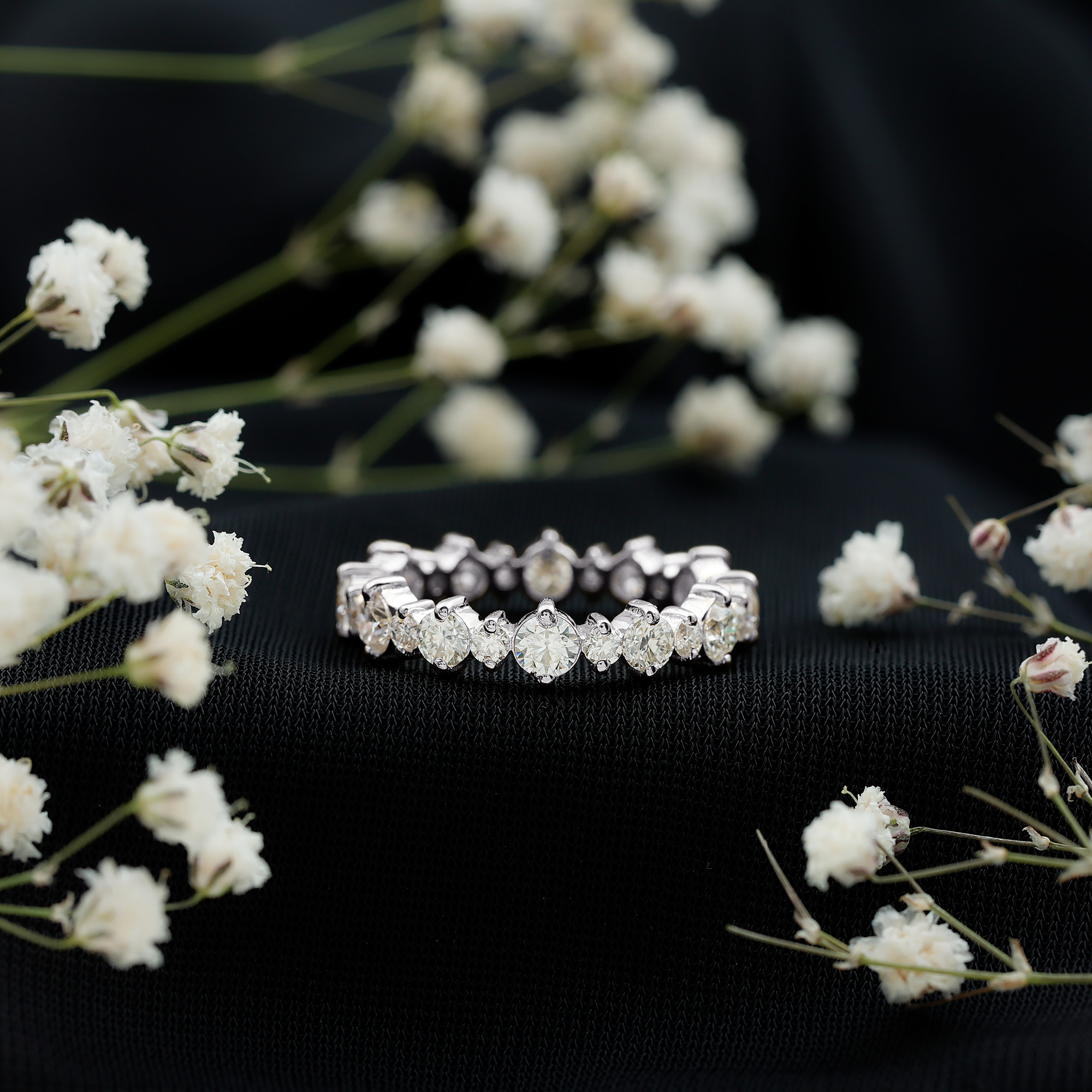 thumbnail video image 2 of Rosec Jewels 1.25 CT Moissanite Gold Eternity Ring, Stackable Eternity Ring in Gold, Moissanite Eternity Ring for Women, 14K Yellow Gold, US 10.50, 2 of 8