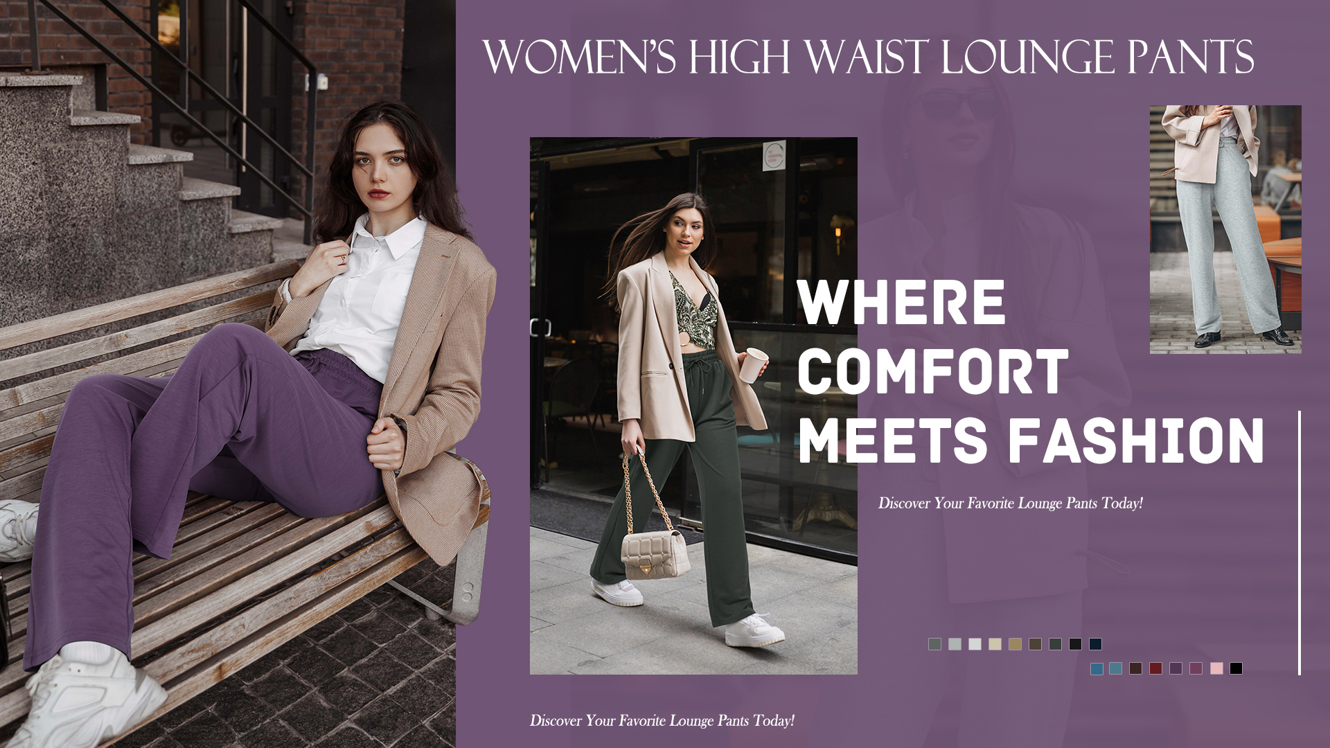 thumbnail video image 2 of Women's High Waist Lounge Pants Wide Leg Yoga Sweatpants Loose Casual Pockets Drawstring Workout Joggers Pants, 2 of 8