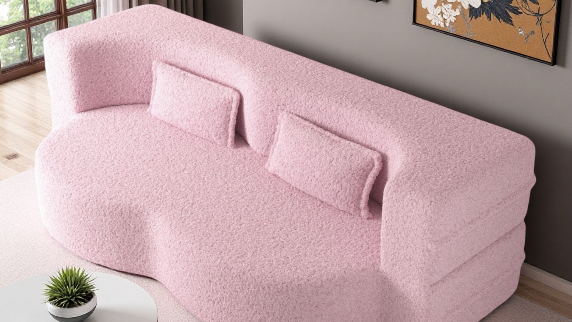 thumbnail video image 2 of 78" Convertible Sofa Bed, No Assembly Required Modern Floor Sofa with 2 Pillows Full Size Folding Chair Bed for Living Room, Bedroom, Apartment, 2 of 9