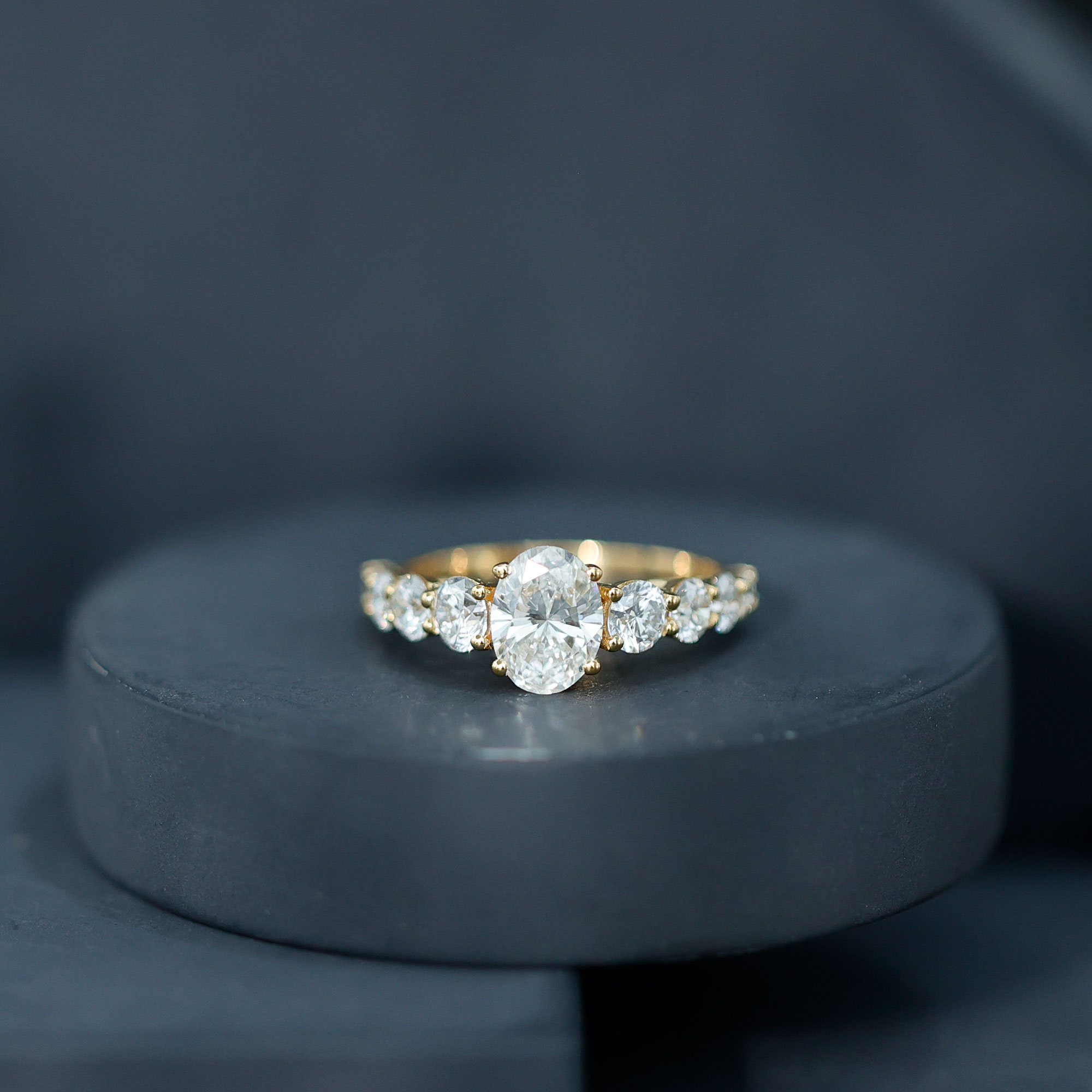 thumbnail video image 2 of Rosec Jewels 2.75 CT Oval Cut Moissanite Solitaire Ring with Side Stones, 925 Sterling Silver, US 4.00, 2 of 9