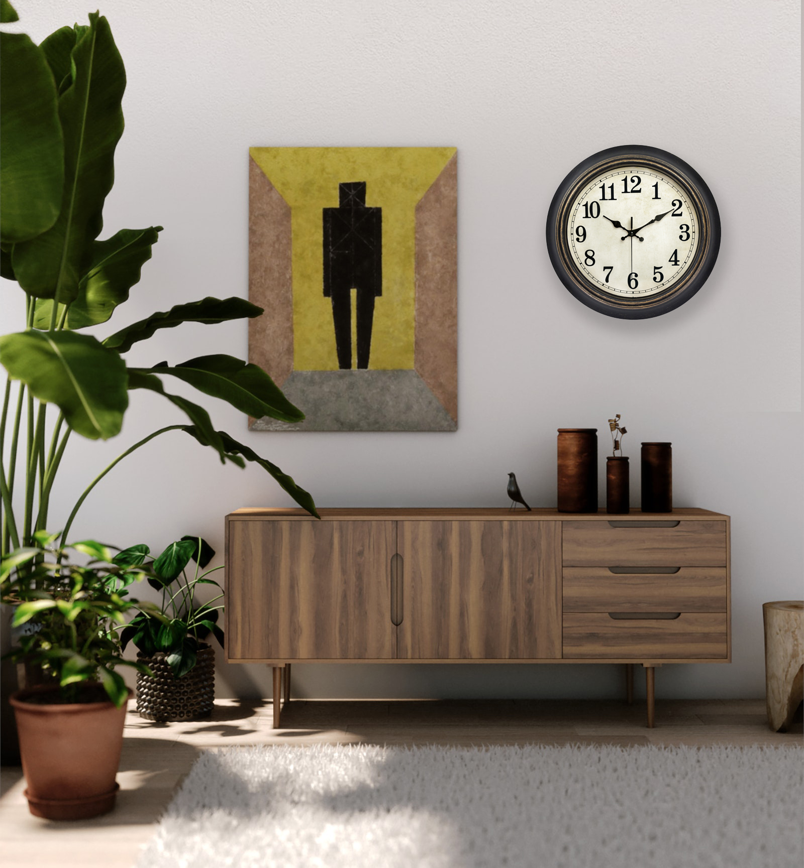 thumbnail video image 2 of 14 inch Retro Wall Clock Silent,Accurate Time,Big Numbers,Quartz,Analog,Black Gold, 2 of 7