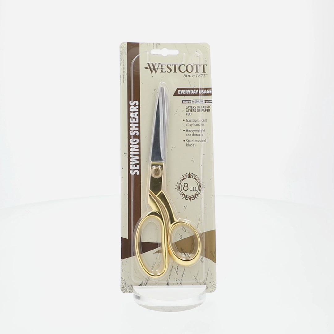 Westcott 8 Inch Fashion Gold Stainless Steel Bent Fabric Scissors