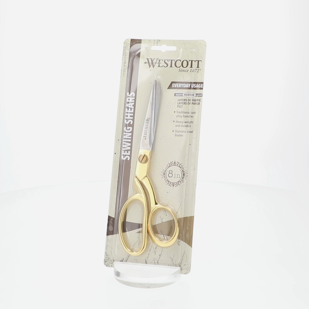 Westcott 8 Inch Fashion Gold Stainless Steel Bent Fabric Scissors