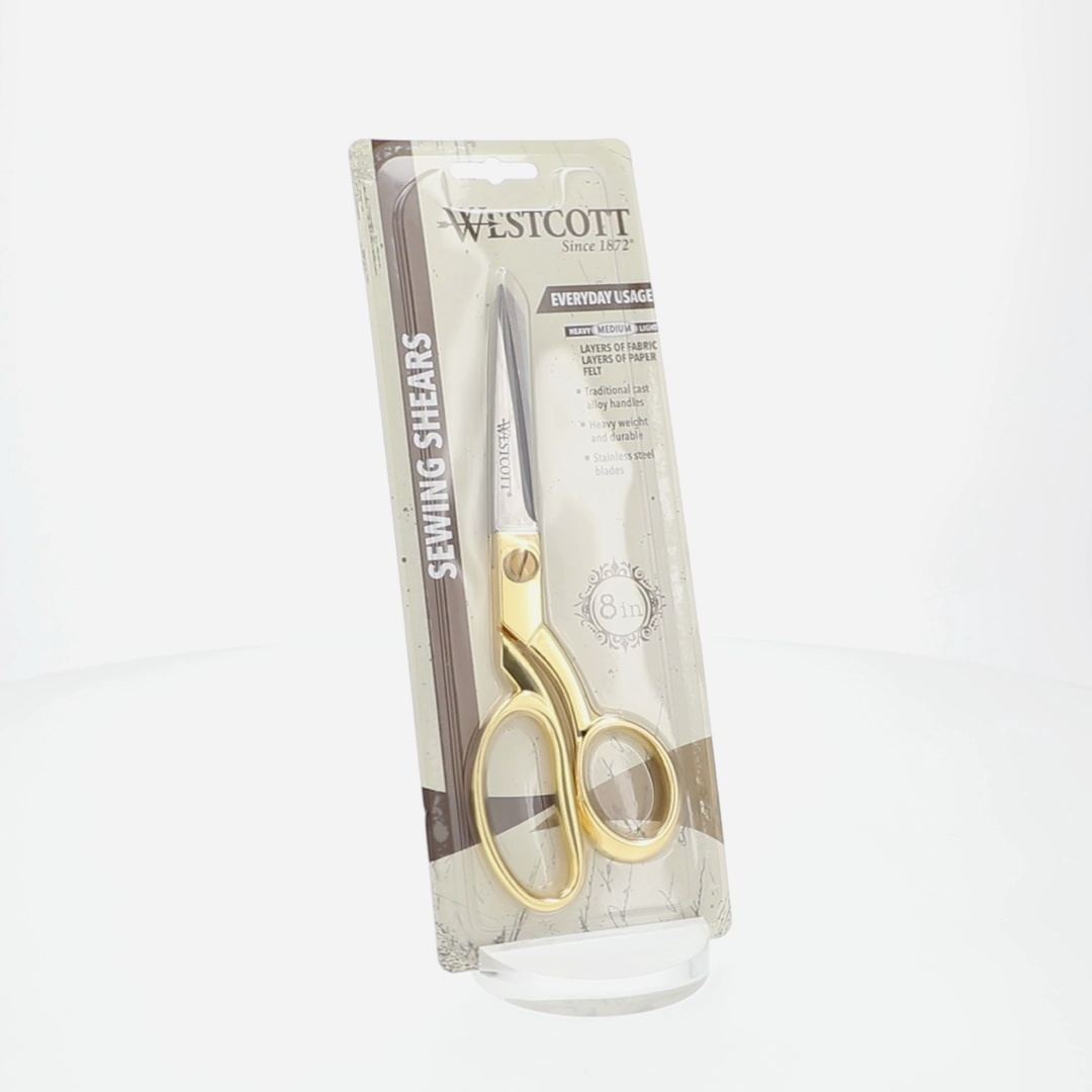 Westcott 8 Inch Fashion Gold Stainless Steel Bent Fabric Scissors