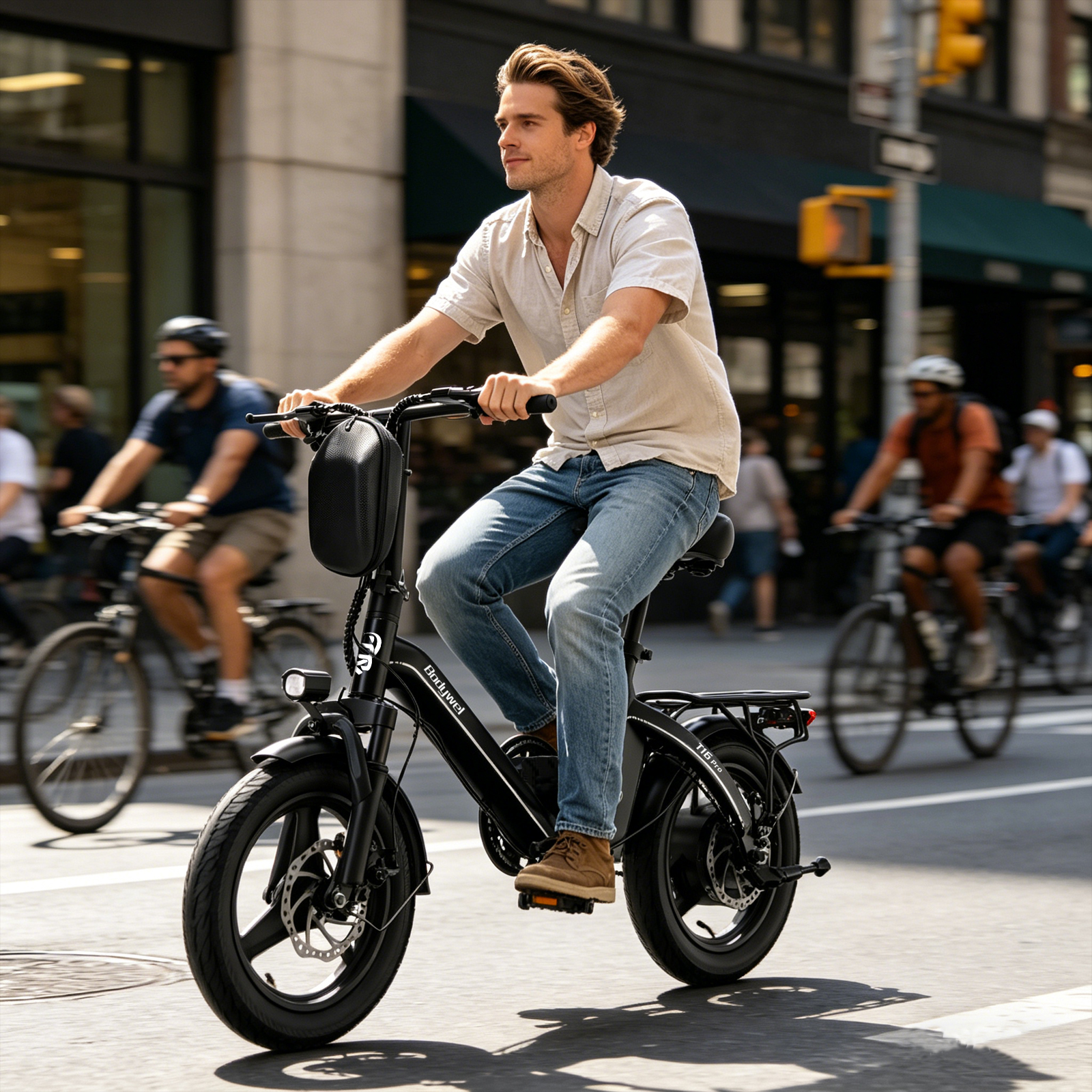 thumbnail video image 2 of Bodywel Foldable Electric Bike for Adults and Teens, 14" Electric Bicycle with Peak 500W Motor, 36V 10Ah Battery, Commuting Mini Ebike, E Bike, UL2849, 2 of 11