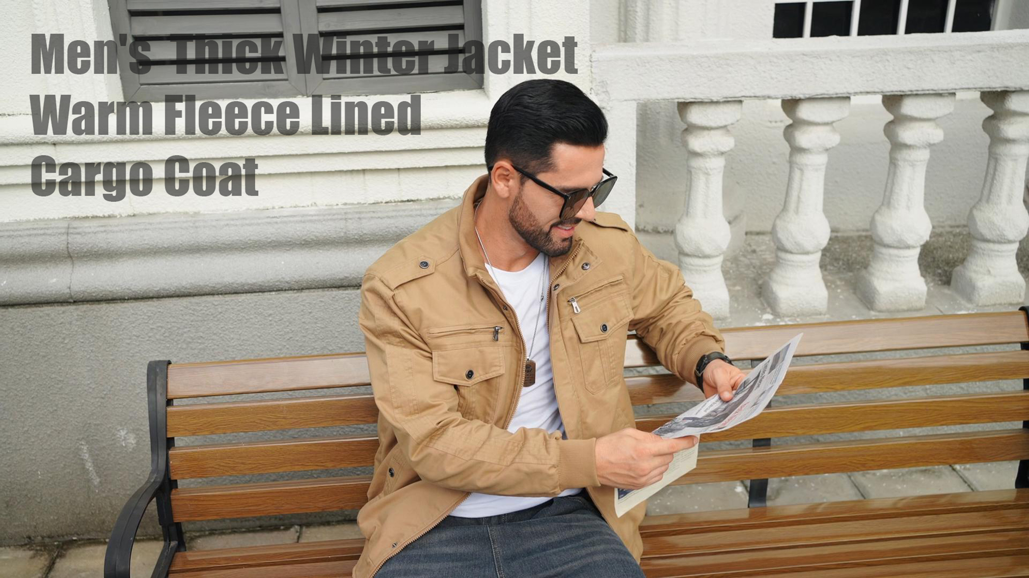 thumbnail video image 2 of TACVASEN Men's Winter Warm Fleece Lined Jacket Thicken Windbreaker Cargo Coat with 7 Pockets Casual Work Field Outwear Blcak 2XL, 2 of 8