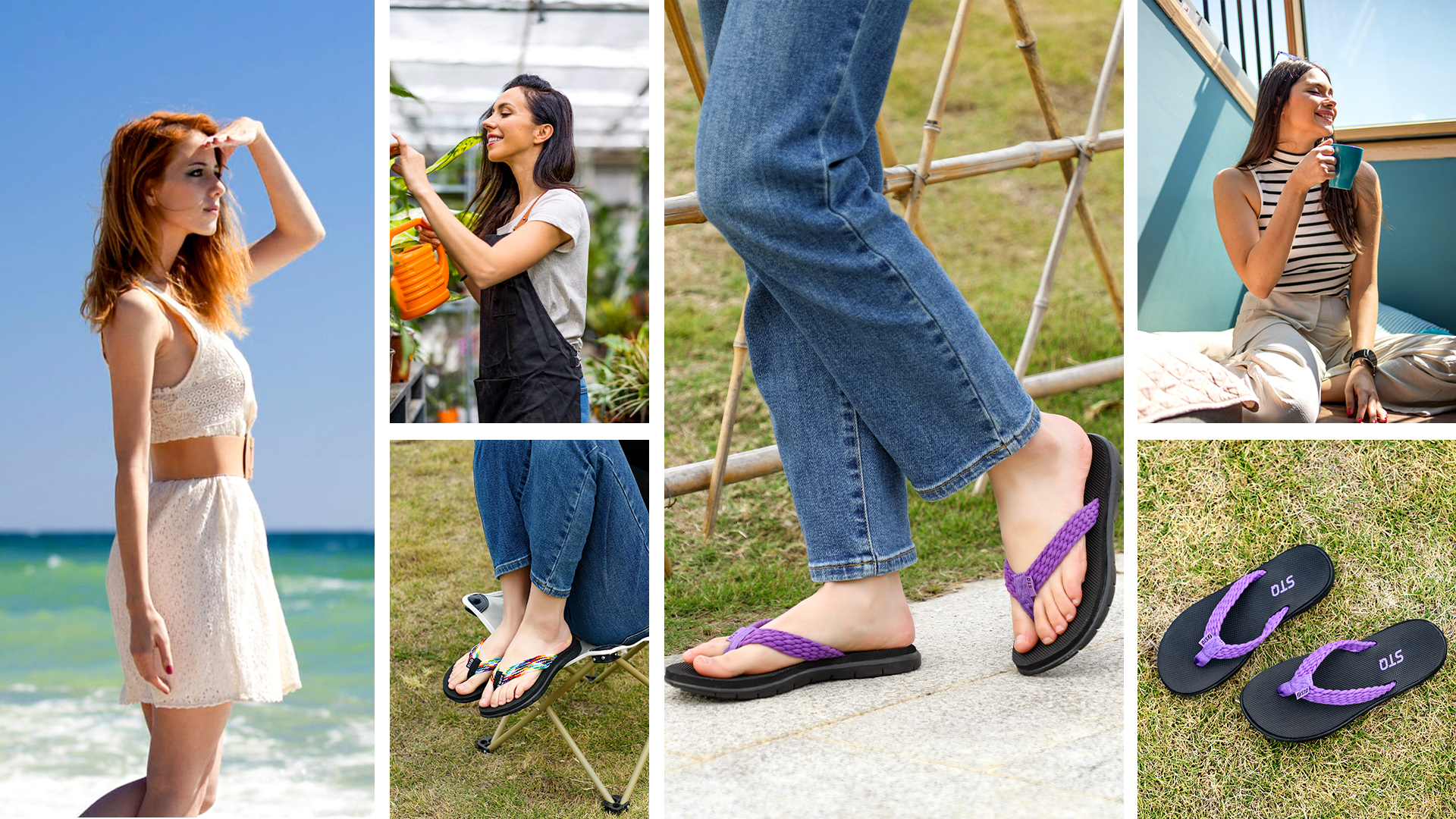 thumbnail video image 2 of STQ Flip Flops for Women Quick Dry Yoga Mat Beach Sandals Comfortable for Summer BLACK MULTI Size 8, 2 of 8