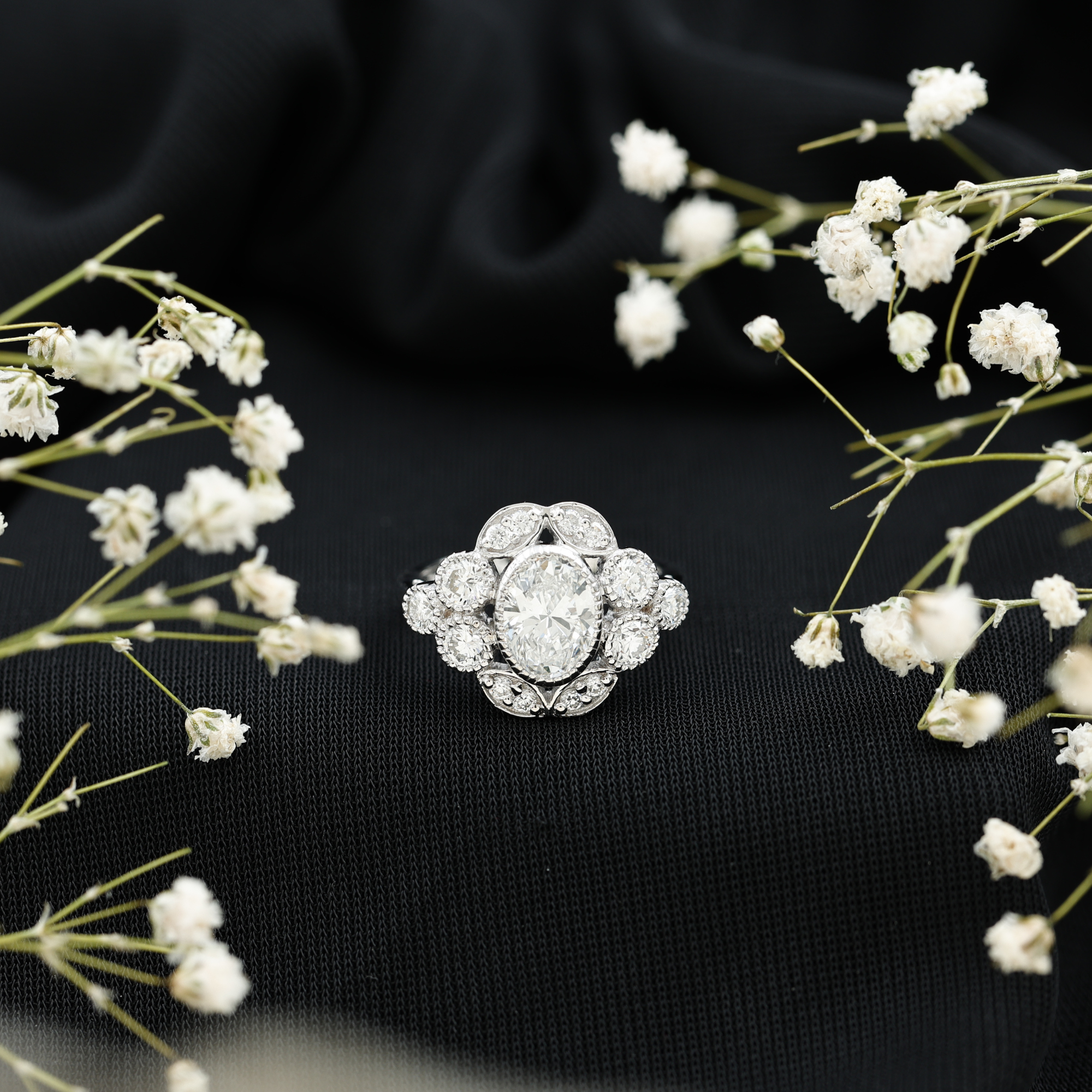 thumbnail video image 2 of Rosec Jewels Lab Created Diamond Engagement Ring - Statement Ring - 6X8 mm - 1 Carat - EF-VS Grade, 10K White Gold, US 4.00, 2 of 9