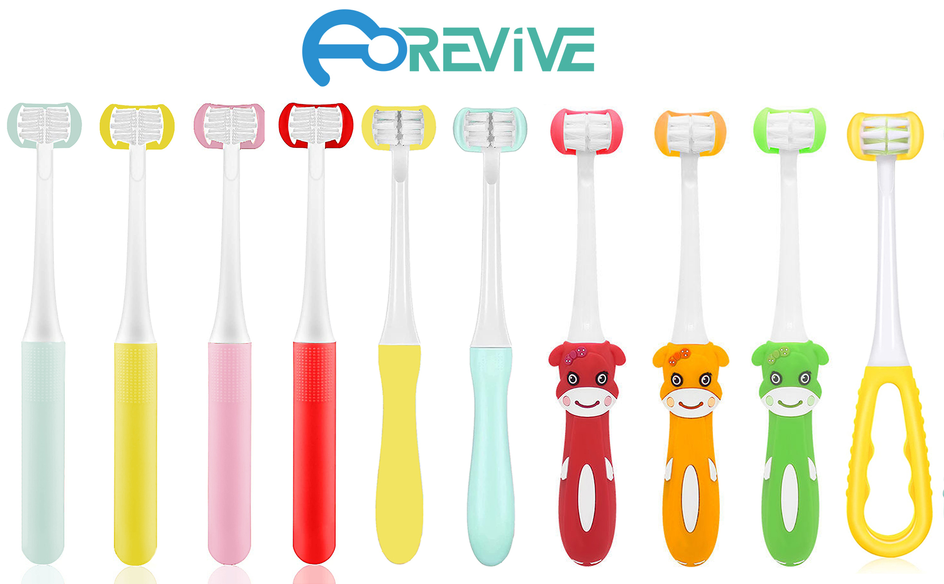 thumbnail video image 2 of 2 Pieces 3 Sided Kids Toothbrush, Three Bristles for Child Toothbrush, Autism Soft Bristles Toothbrush, 2 of 8