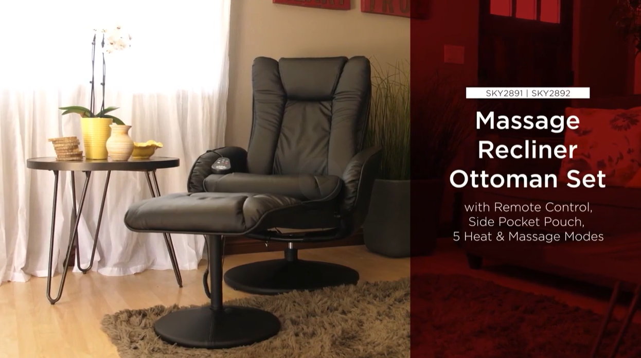 thumbnail video image 2 of Best Choice Products Faux Leather Electric Massage Recliner Chair w/ Stool Ottoman, Remote Control, 5 Modes - Black, 2 of 8