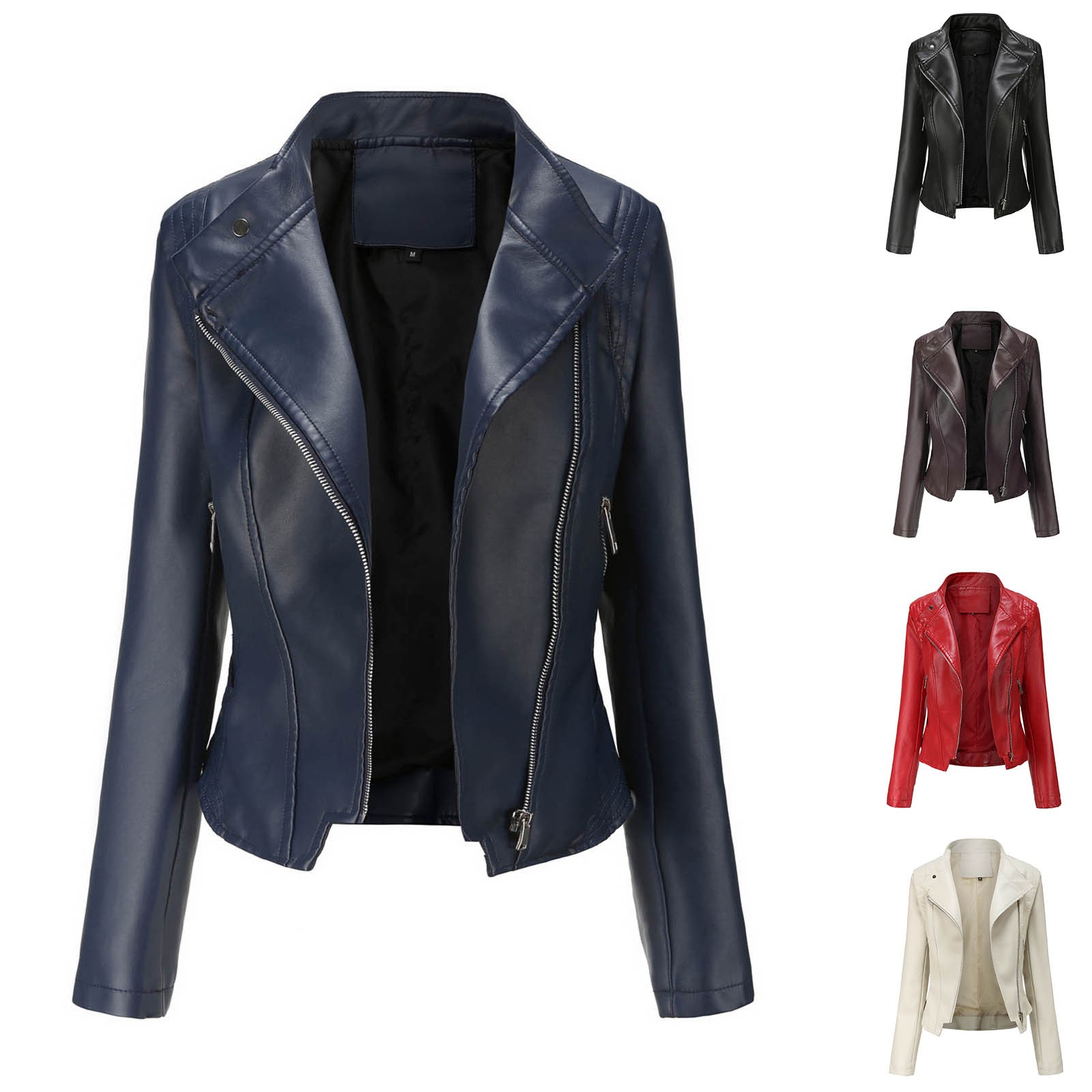 thumbnail video image 2 of WREESH Fashion Winter Jacket Womens Solid Color Short Zipper Casual Jacke Tlong Sleeve Hoodless Cardigan Tops Beige, 2 of 5