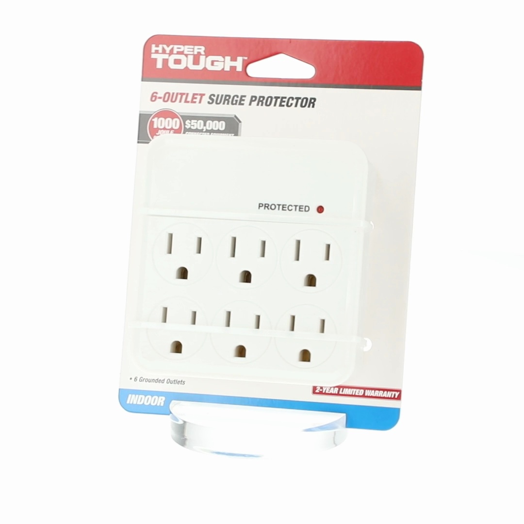 Hyper Tough Indoor Surge Tap 6-Outlet 1000-Joule Protection White