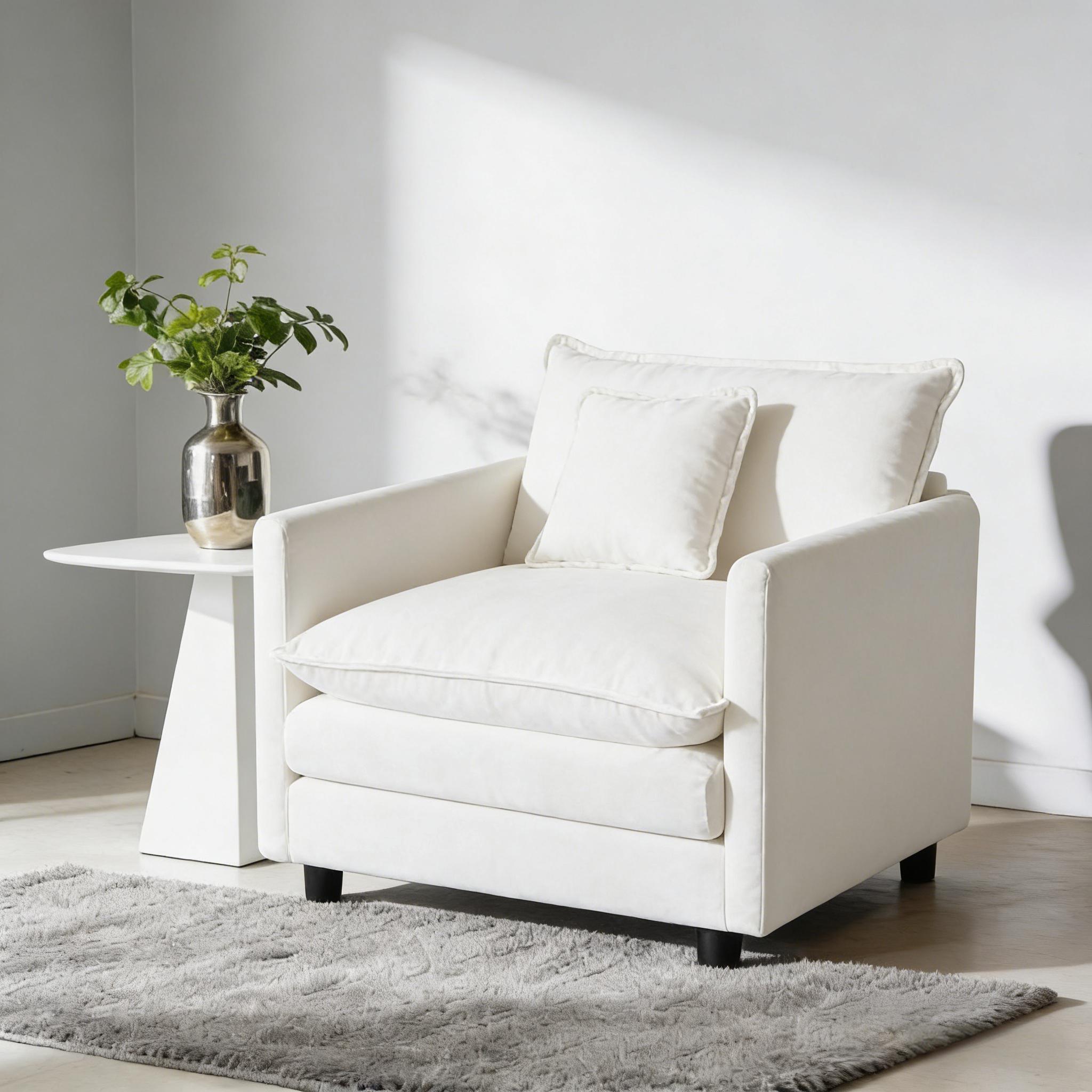 thumbnail video image 2 of VEPXXP 40.9" Oversized Chenille Modular Accent Chair, Deep Seat Comfy Sofa with Pillow, Living Room Reading Chair for Home Office Apartment, Beige, 2 of 12