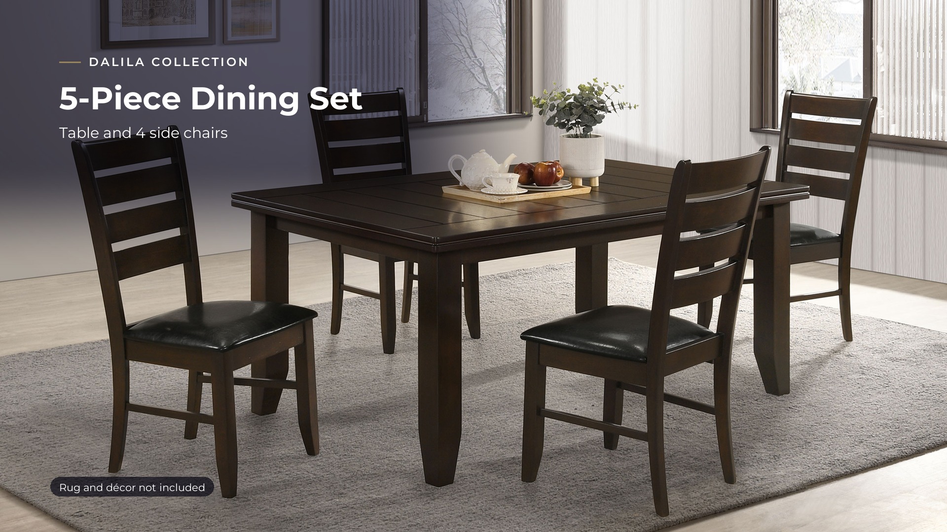 thumbnail video image 2 of Coaster Dalila 5-Piece Rectangular Dining Table Set, Cappuccino, 2 of 12