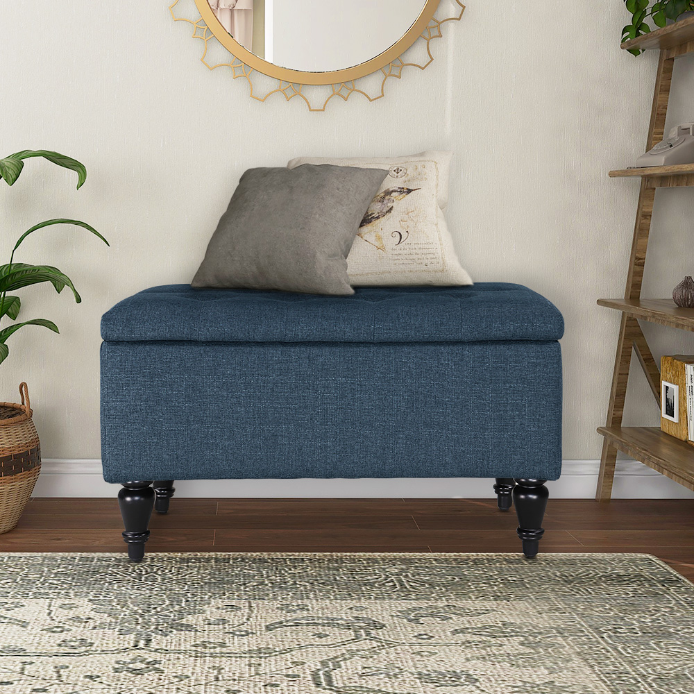 thumbnail video image 2 of Abble 29" Storage Bench Entryway Bench with Hidden Storage Ottoman Upholstered Bench Furniture for Entryway Hallway Living Room Bedroom Bench, Beige, 2 of 8