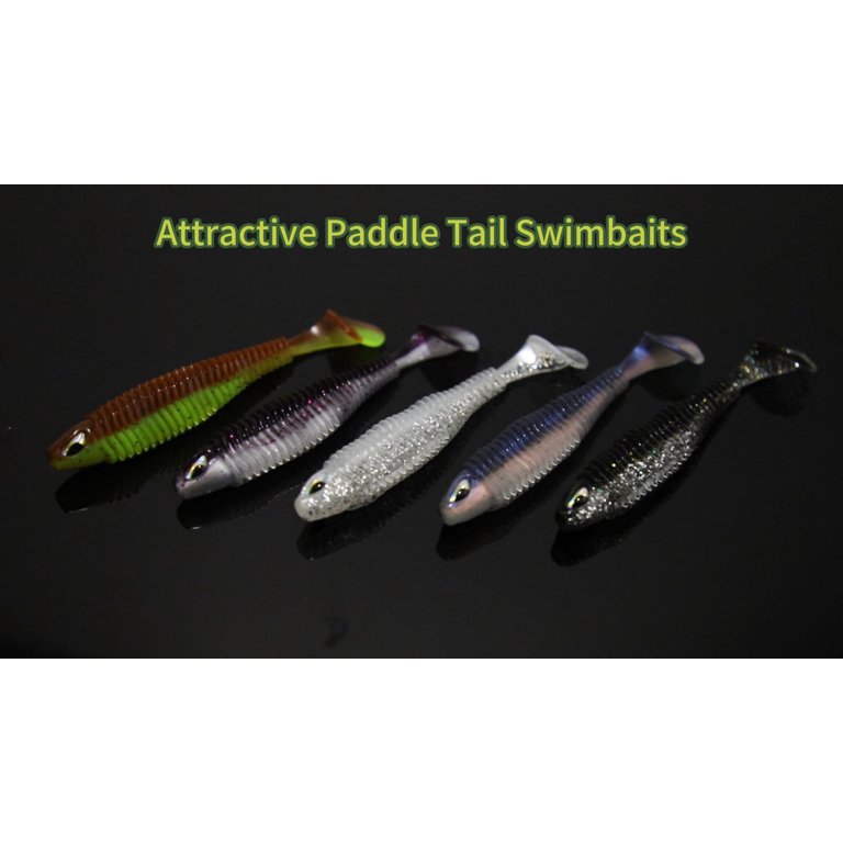 Black Paddle Tail Swimbaits 3in Soft Plastic Fishing Lures for Bass Trout Crappie Walleye 16PCS Black Paddle Tail Swimbaits 3in Soft Plastic Fishing Lures for Bass Trout Crappie Walleye 16PCS