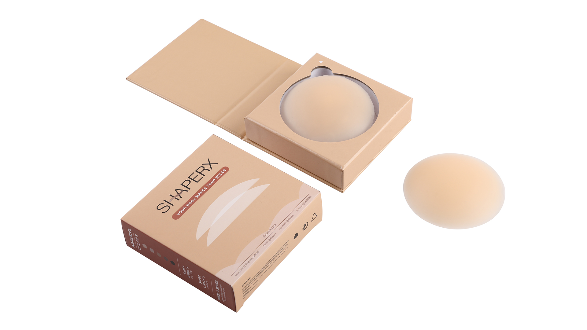 thumbnail video image 2 of SHAPERX 1 Pair Reusable Nipple Covers, Sticky Adhesive Silicone Nipple Pasties, Invisible Pasties Nipple Covers with Lift, 2 of 8