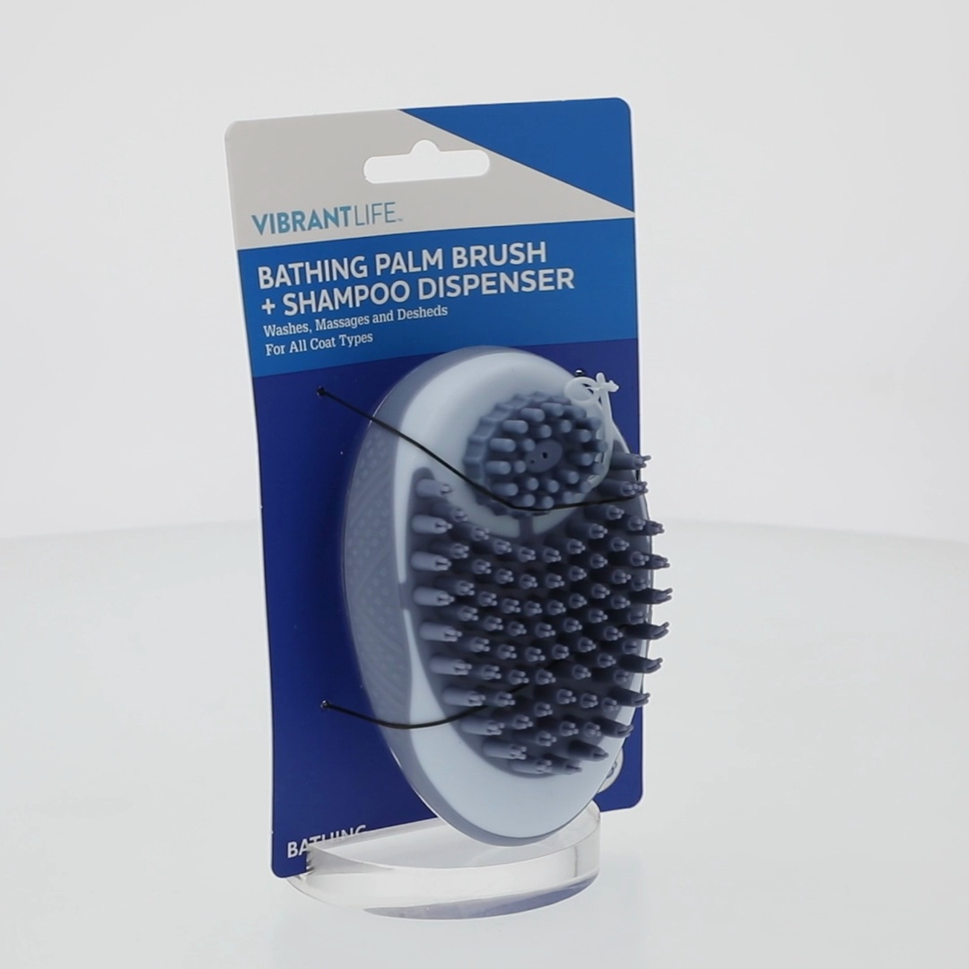 Vibrant Life Bathing Palm Dog Brush Shampoo Dispenser Pet Grooming