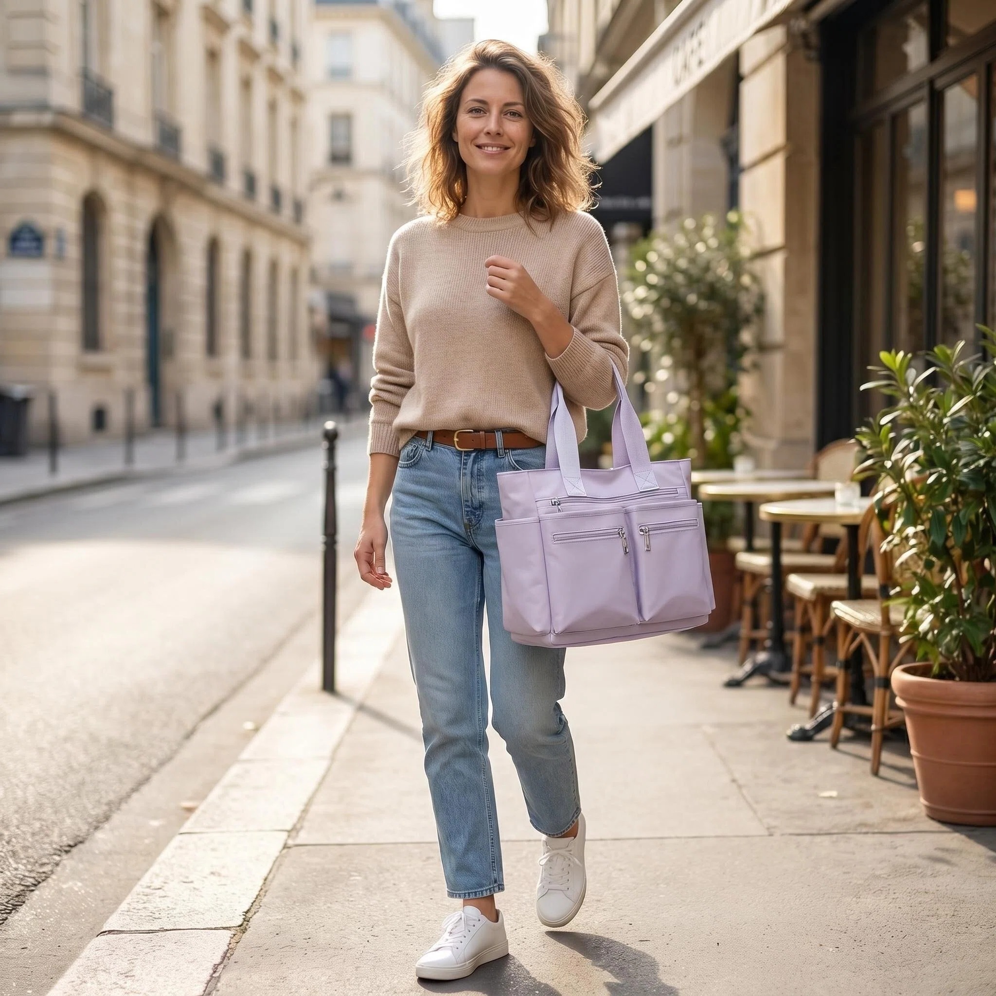 thumbnail video image 2 of WANDF Casual Tote Bags for Women,Work Tote Bag with 8 outer pockets,Durable Handbags with Detachable Shoulder Strap,Sling Crossbody Shoulder Bag for Ladies,College,Teacher,Nurse(Light Blue), 2 of 13