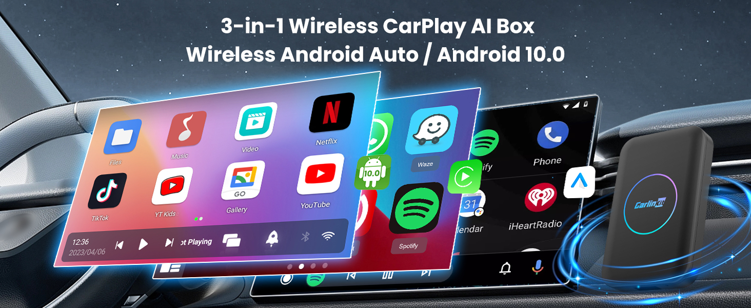 CarlinKit TBOX Lite, 3-in-1 Upgrade Version Wireless CarPlay Ai