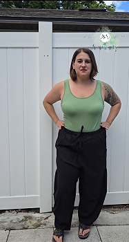 thumbnail video image 2 of Airmenty Women Wide Leg Pants Summer Casual Low Waist Loose Drawstring Harem Pants Linen Beach Palazzo with Pockets, 2 of 6