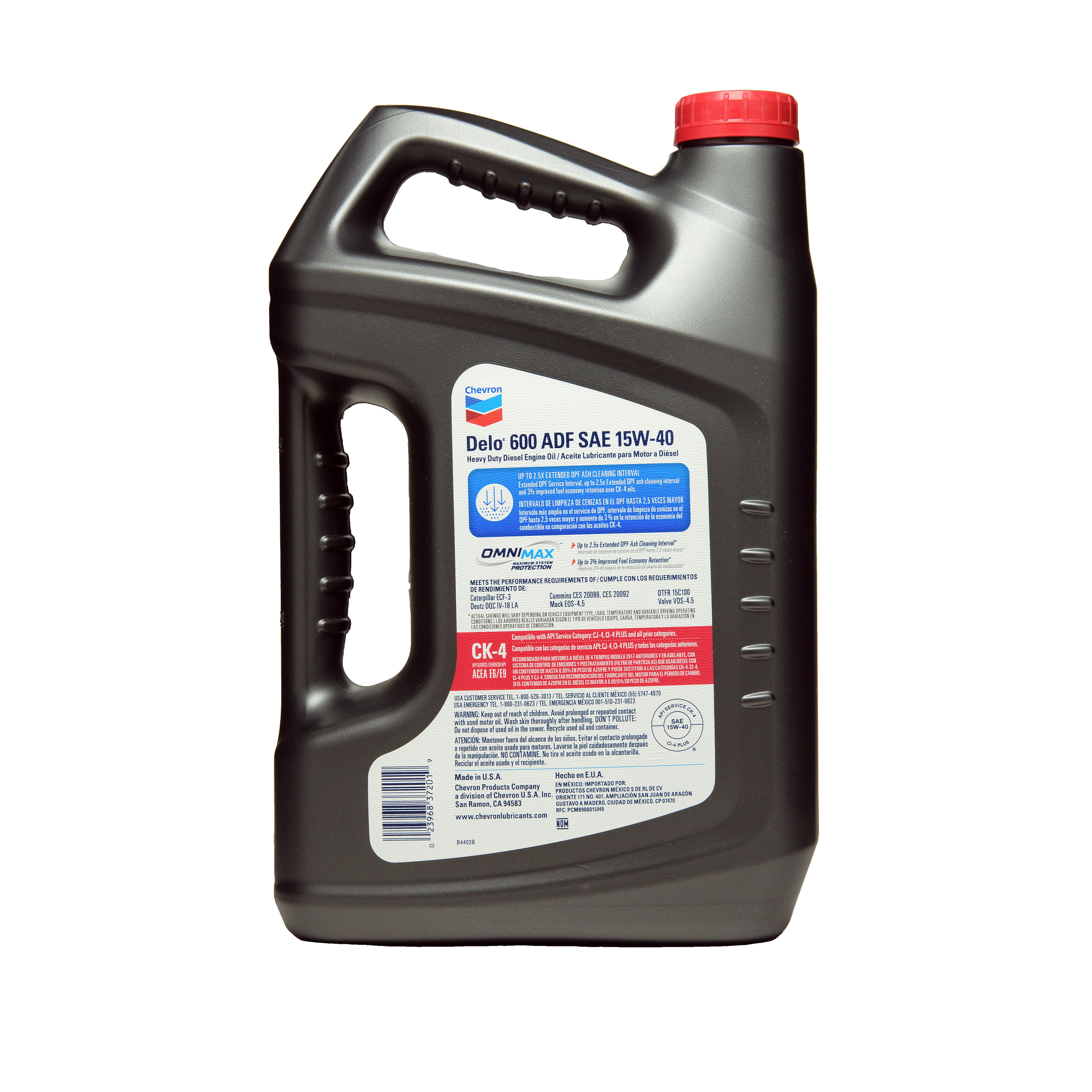 4 pack) Chevron Delo 600 ADF 15W40 Heavy Duty Diesel Motor Oil, 1