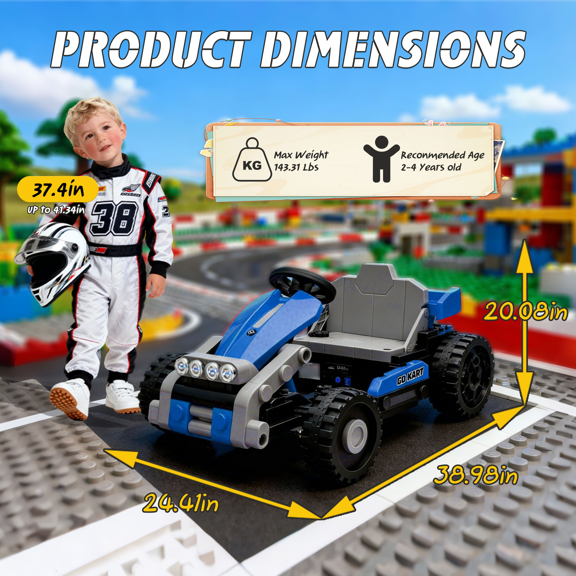 thumbnail video image 2 of 12V Kids Ride On Building Block Car with Remote Control, 2 in 1 Electric Ride On Car for Toddlers, Power Ride On Electric Vehicle with Four Wheel Suspension, Bluetooth, Ride On Toy for Boys Girls 2-4, 2 of 10
