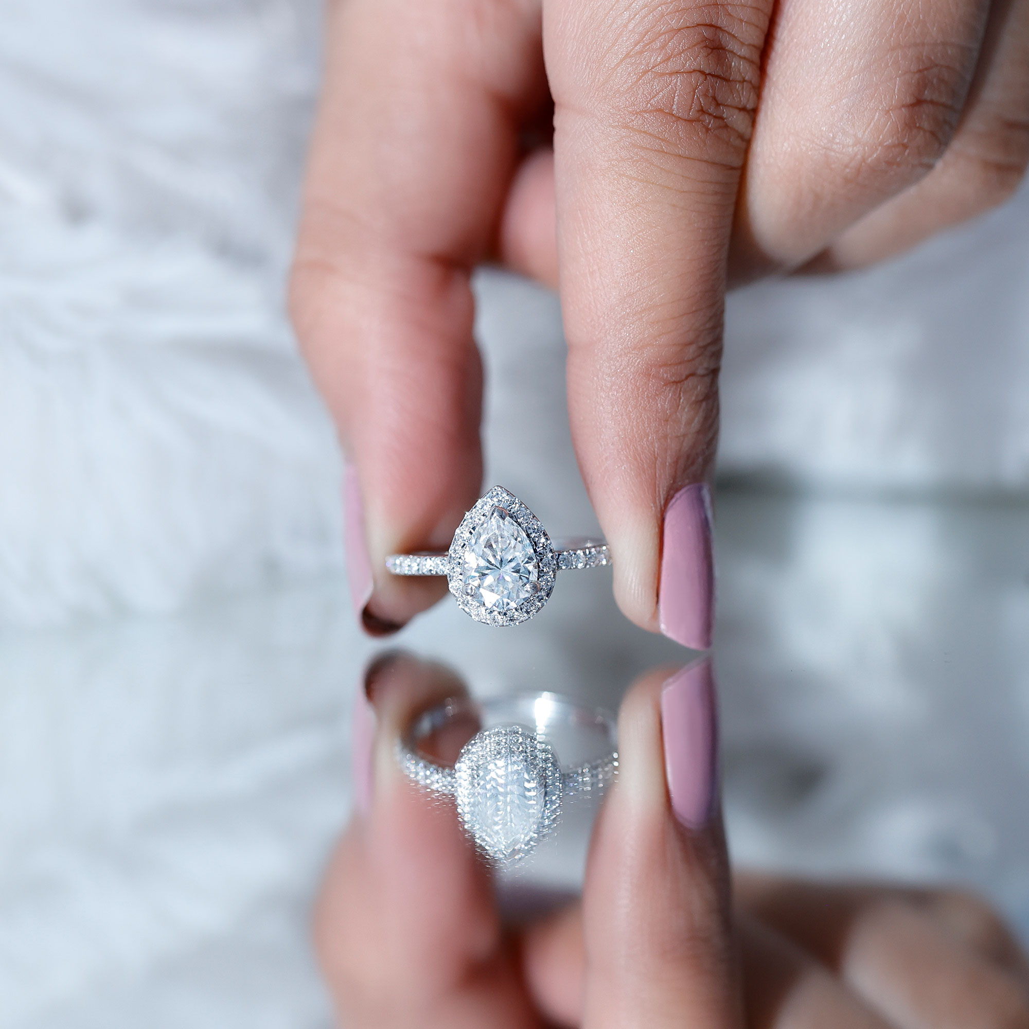 thumbnail video image 2 of Rosec Jewels Lab Created Diamond Teardrop Engagement Ring - 6X8 MM - EF-VS Grade Certified, 925 Sterling Silver, US 4.00, 2 of 9