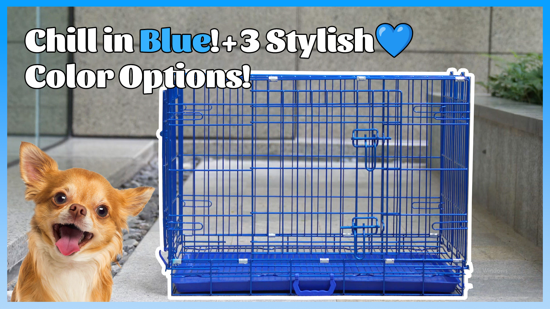 thumbnail video image 2 of Homey Pet 30 Inch Medium Dog Crate, Royal Blue Dog Cage Small, Foldable Inside Dog Kennel Nano-Coated Metal Wire Dog Crates with Removable Floor Grid Tray, Double Doors Dual Locks, Portable Handle, 2 of 10