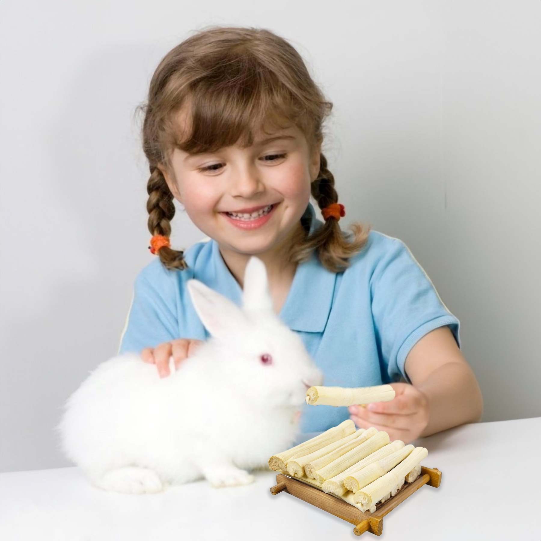 thumbnail video image 2 of GREMBEB Rabbit Toys,400g 14.1oz Bunny Chew Sweet Bamboo Sticks Hamster Molar Treat Guinea Pig Food Snack Stuff for Clean Teeth Pet Squirrel Chinchilla Hedgehog Gerbil, 2 of 7