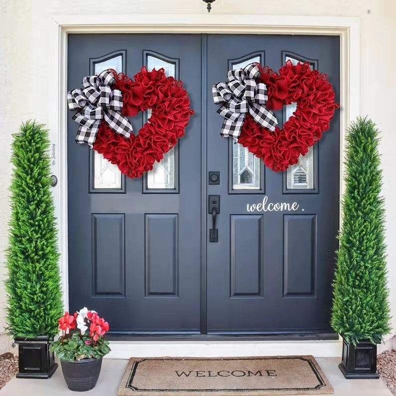 thumbnail video image 2 of LAMDAWE Valentine's Day Red Wreath Decorations for Front Door,Heart Shaped Farmhouse Decor with Plaid Bows,Heart Shaped Door Wreath Wall Hanging for Valentines Day Wedding Party Home Decorations, 2 of 7