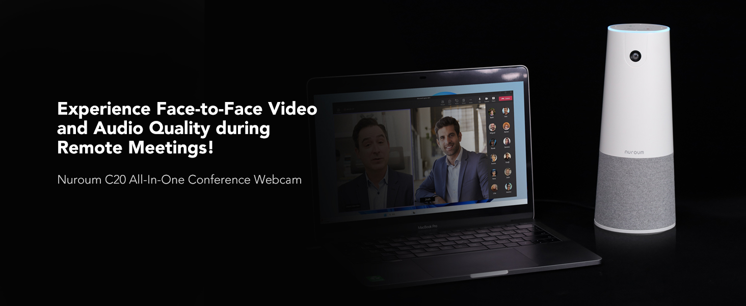 thumbnail video image 2 of Nuroum C20HD 1080P Video Conferencing Camera with Microphone and Speaker, All in One, AI Noise-Cancellation, White,New, 2 of 9