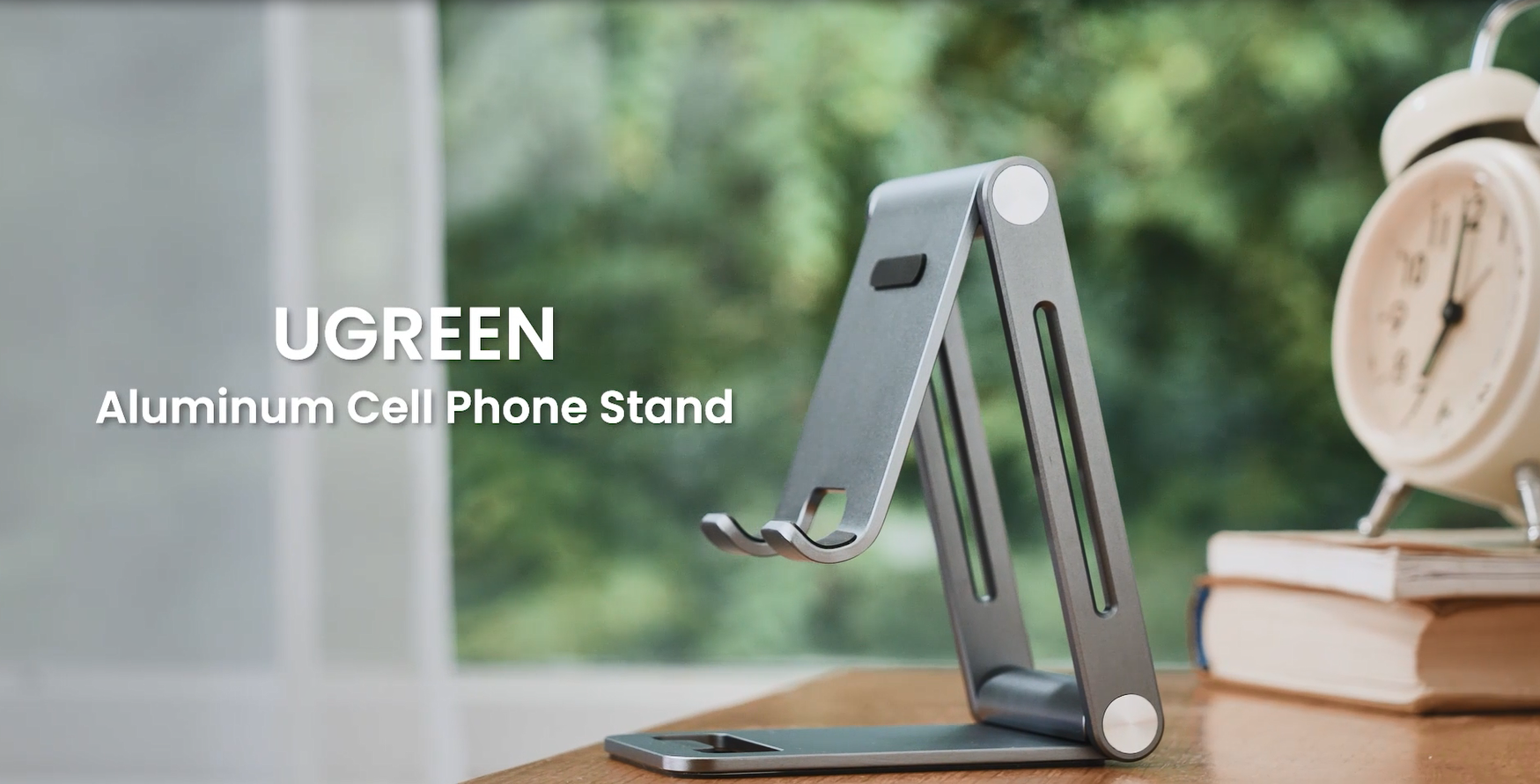 thumbnail video image 2 of UGREEN Adjustable Phone Stand for Desk, Aluminum, Silver, 2 of 9
