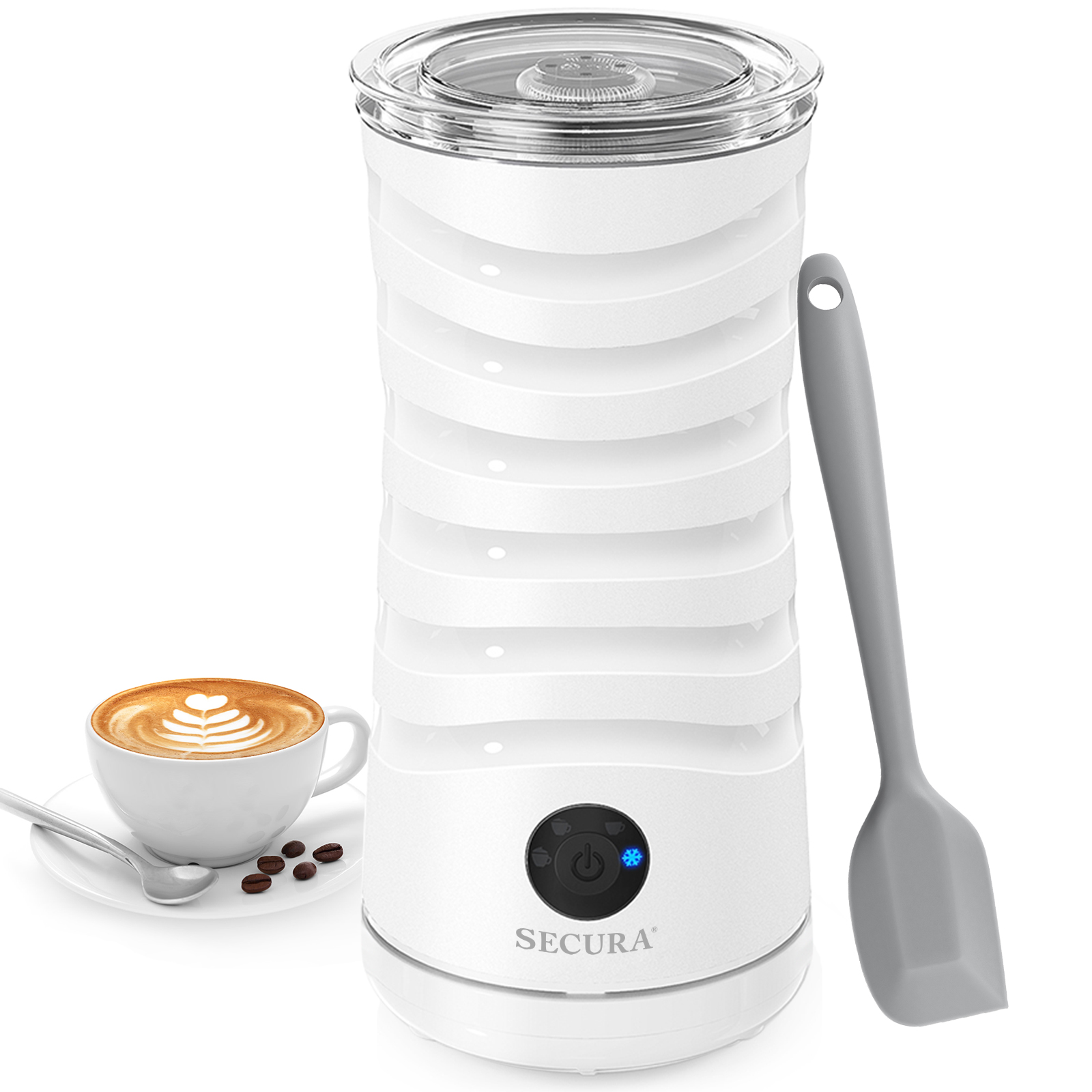 thumbnail video image 2 of Secura Electric Milk Frother, Automatic Milk Steamer, 4-IN-1 Hot & Cold Foam Maker-8.4oz/240ml Milk Warmer for Latte, Cappuccinos, Macchiato with Silicone Spatula, Silent Operation & Shut-off, 2 of 10