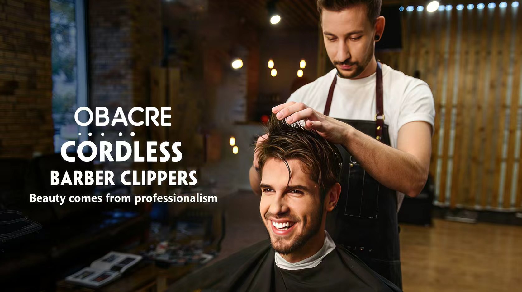 thumbnail video image 2 of Obacre Men's Hair Clippers Kit with Corded & Cordless Operation, Adjustable Blade Barber Clippers and Rechargeable Beard Trimmer for Home Haircuts, 2 of 10