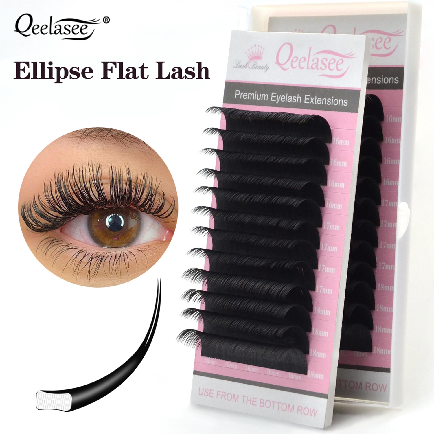 thumbnail video image 2 of Qeelasee Matte Black Flat Lashes Extension 0.15 mm Mink Split Tips Individual False Eyelashes D Curl 7-13 mm, 2 of 8