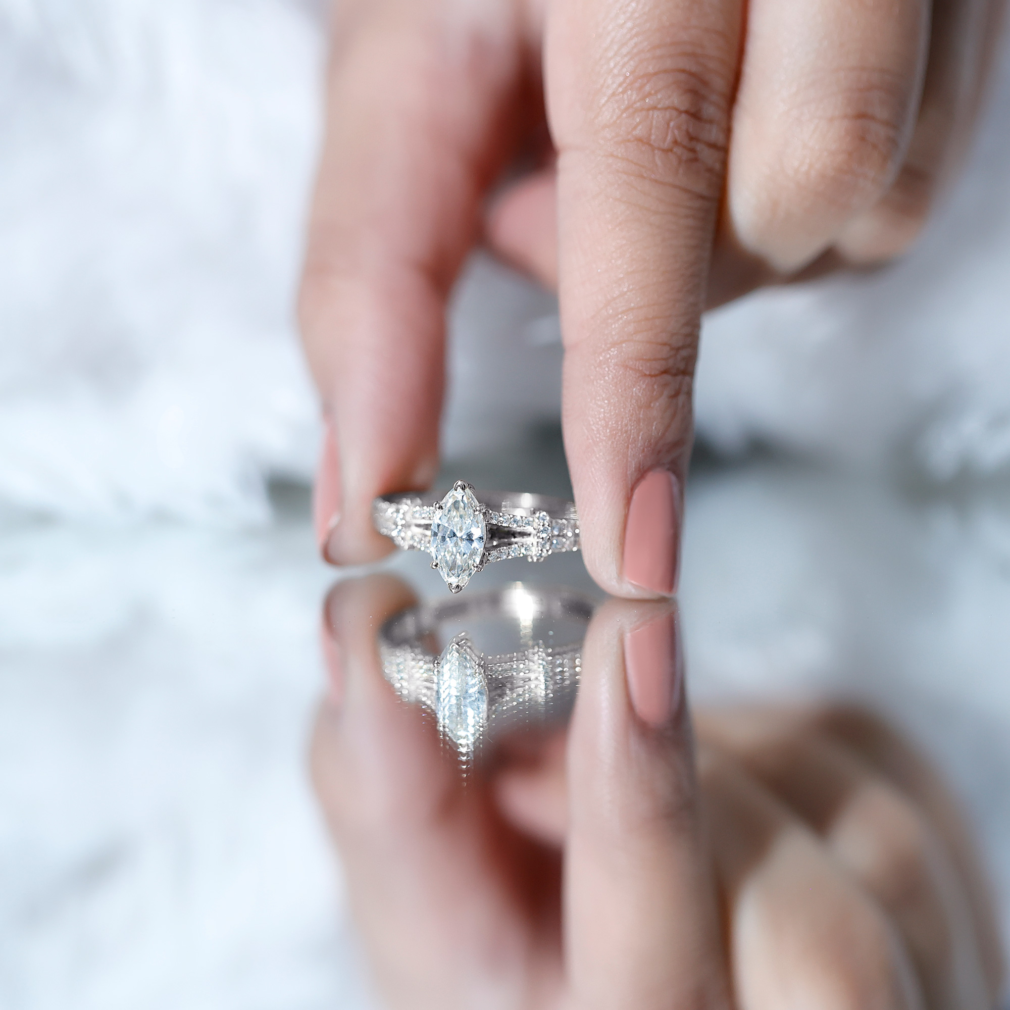 thumbnail video image 2 of Rosec Jewels Silver Marquise Engagement Ring - 1 Ct Moissanite Ring - D-VS1 Quality Certified with 925 Sterling Hallmark, US 6.00, 2 of 8