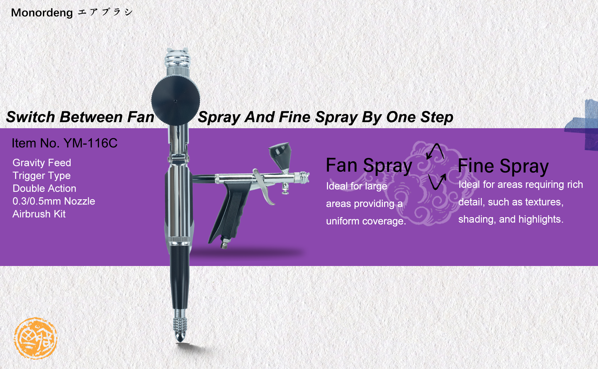 thumbnail video image 2 of Airbrush kit Gravity Feed Trigger Double Action 0.5mm Nozzle Freely Adjustable Between Fan(Large Areas) Spray and Fine Spray for Art Model Painting Motorcycle Painting Car Painting Black, 2 of 7