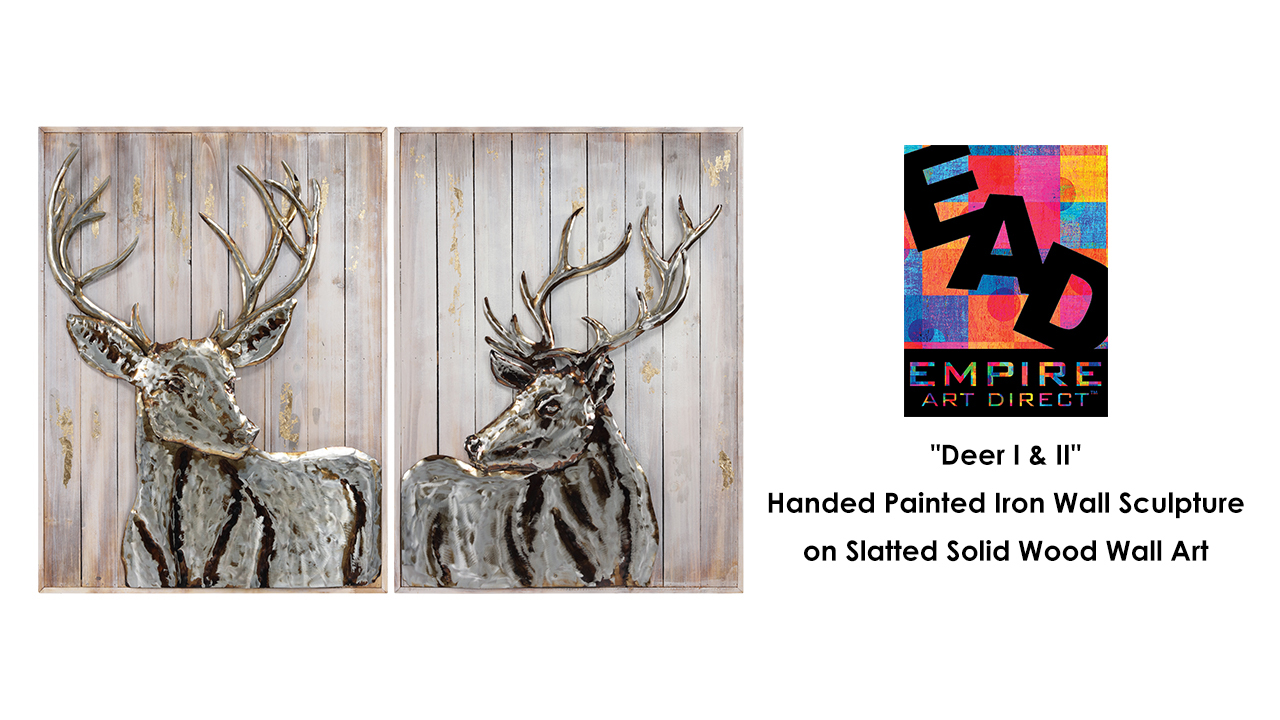 thumbnail video image 2 of Empire Art Deer 1 & 2 Animals & Insects Painting, Set of 2, 2 of 12