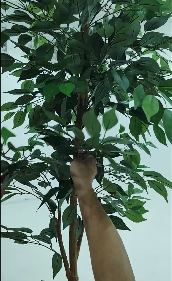 thumbnail video image 2 of 6FT Artificial Ficus Tree with Natural Wood Trunk and Lifelike Leaves, Silk Fake Potted Tree with Wood Branches, Faux Tree for Office Home Decor, 2 of 9