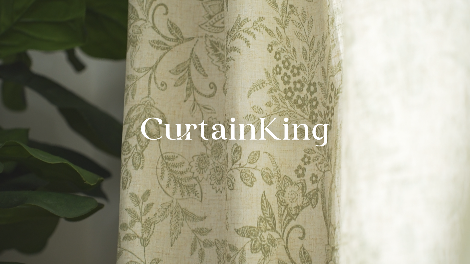 thumbnail video image 2 of Curtainking Floral Curtains Linen Farmhouse Curtains for Living Room 84 inch Country Curtains Grommet Top Semi Sheer Curtains Light Filtering 2 Panels Green on Beige, 2 of 10