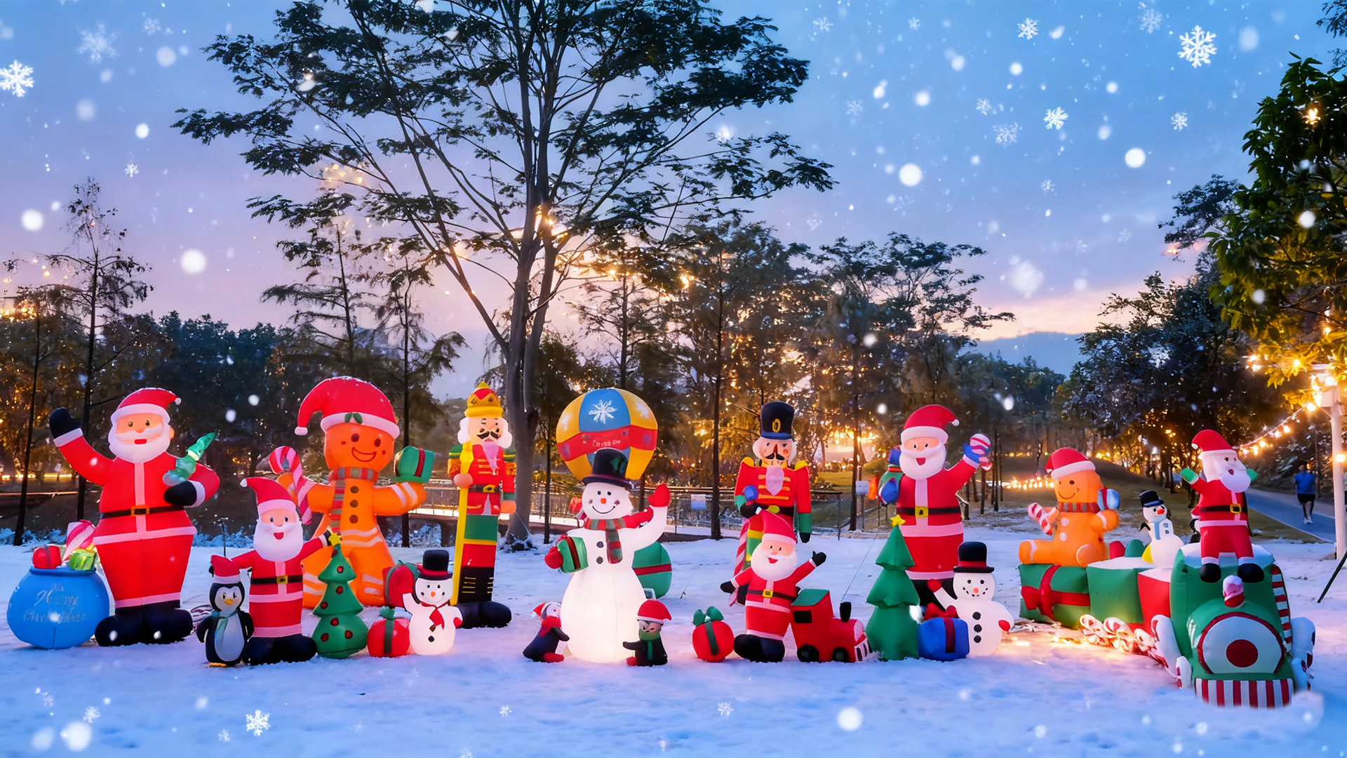 thumbnail video image 2 of Yexmas 9FT Inflatable Christmas Santa Claus in Hot Air Balloon , Prelit Christmas Decoration with LED Lights for Holiday/Party/Xmas/Yard/Garden, 2 of 9