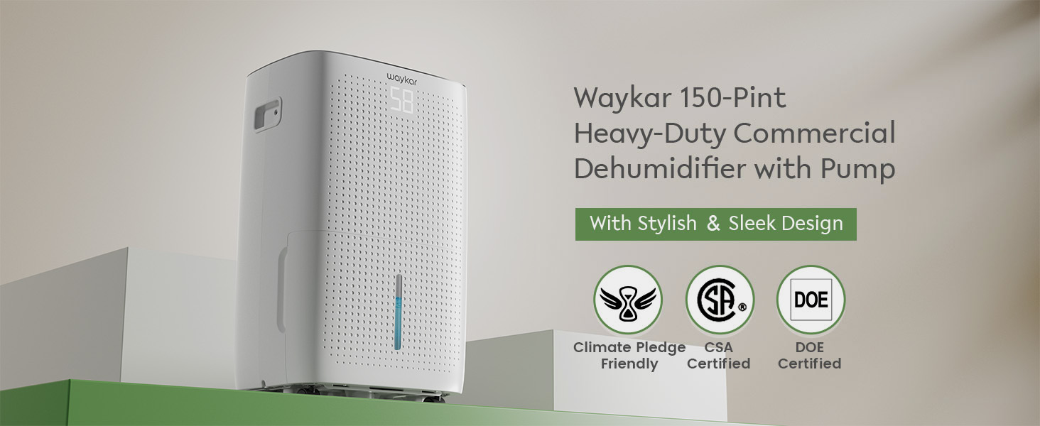 thumbnail video image 2 of Waykar 150 Pint Dehumidifier with Pump, Auto Defrost for Cold Winter, 7,000 Sq. Ft. for Basement, Crawl Space, RV/Boat Winter Storage & Indoor Clothes Drying (50 Pint DOE), 2 of 11
