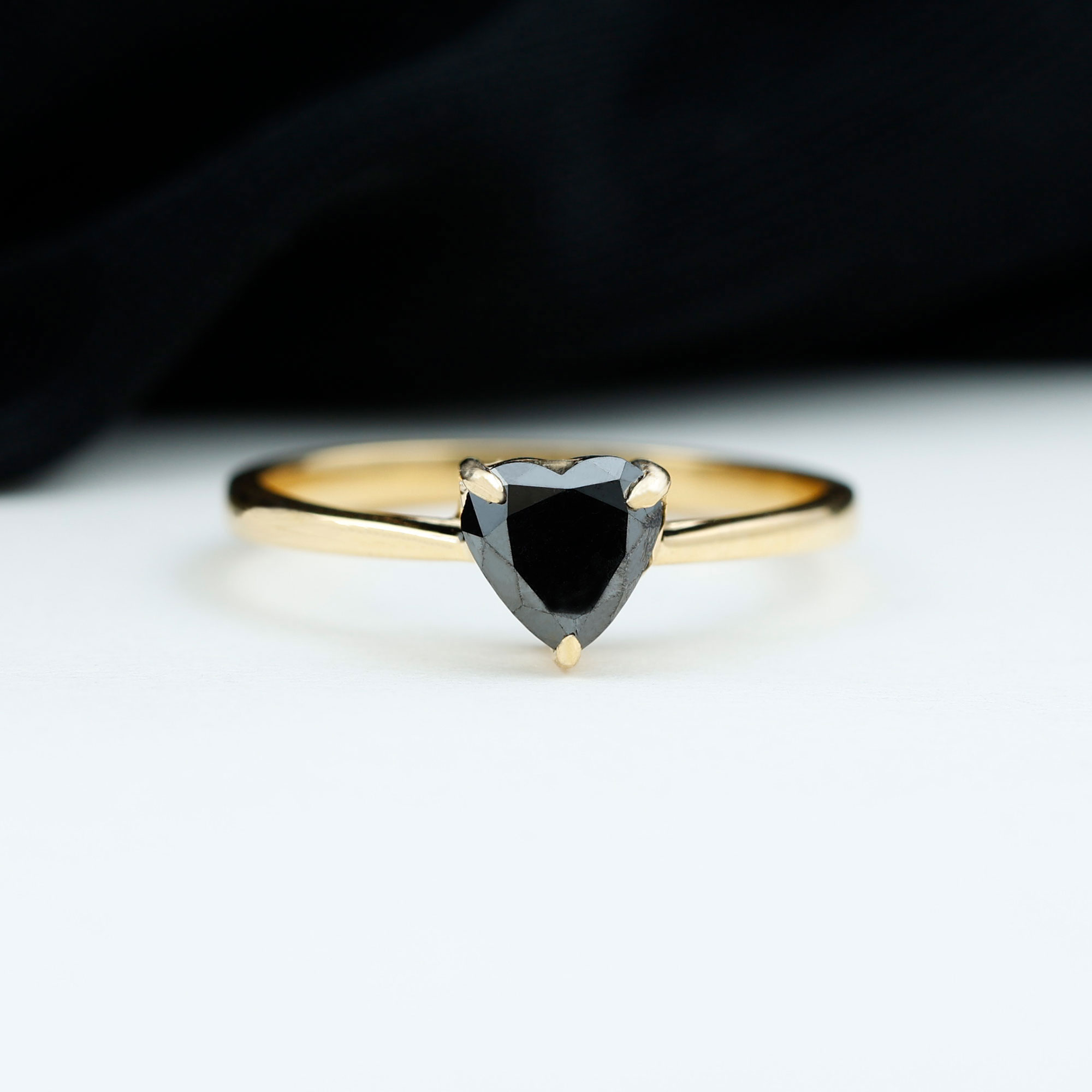 thumbnail video image 2 of Rosec Jewels Black Onyx Heart Promise Ring for Women - December Birthstone Ring - AAA Quality Certified - Ready to Gift, 14K Yellow Gold, US 13.00, 2 of 9