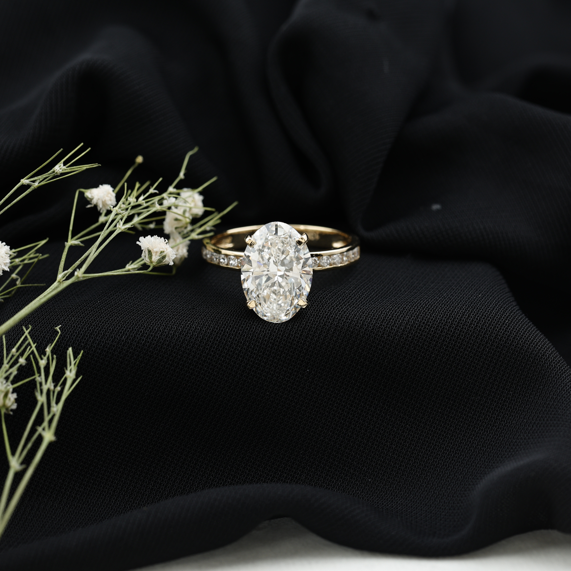 thumbnail video image 2 of Rosec Jewels Lab Grown Diamond Statement Engagement Ring 5 Carat - IGI Certified Solitaire Oval Diamond Ring - E-VS1 Quality, 10K White Gold, US 9.50, 2 of 9