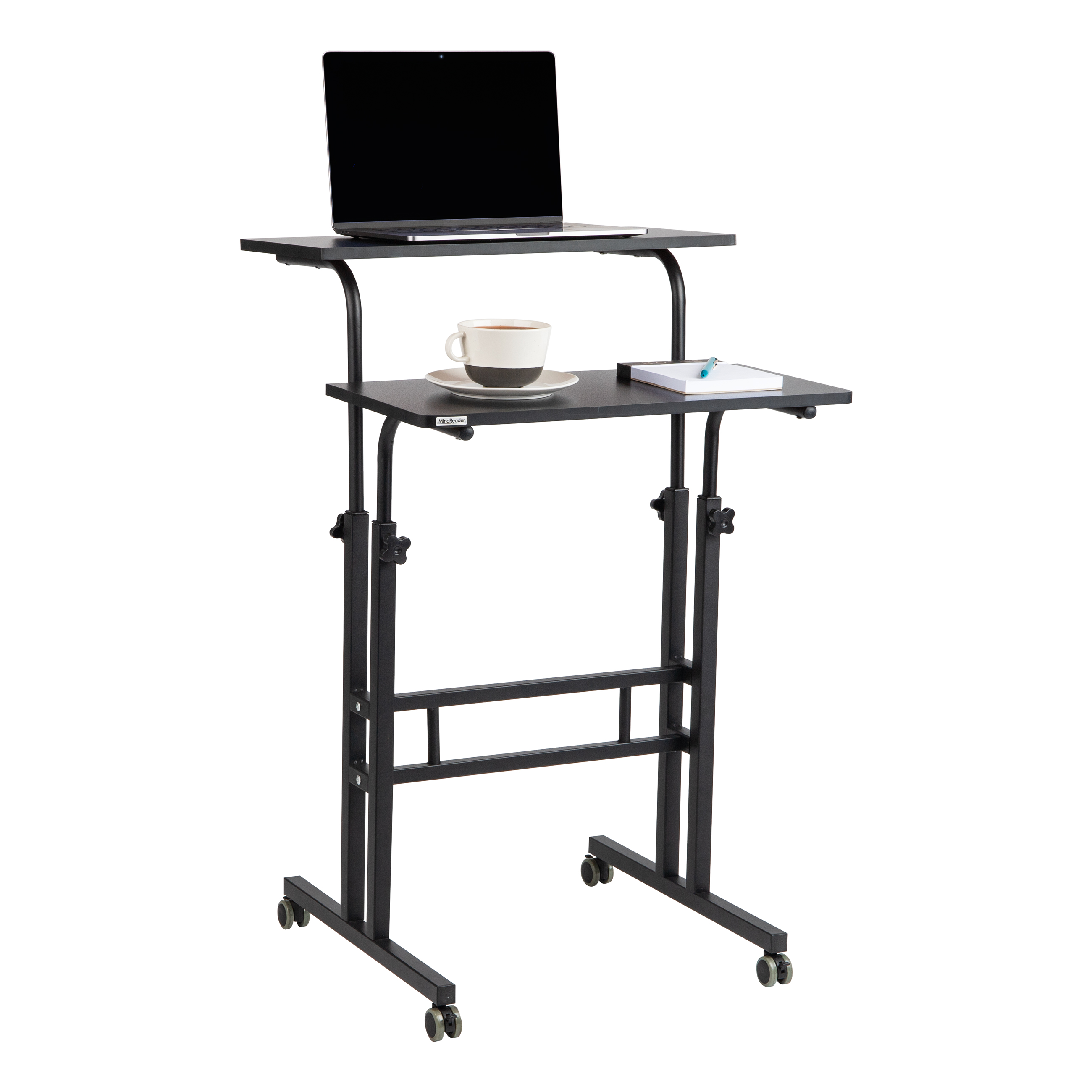 Mind Reader Mobile Sitting Standing Desk Black