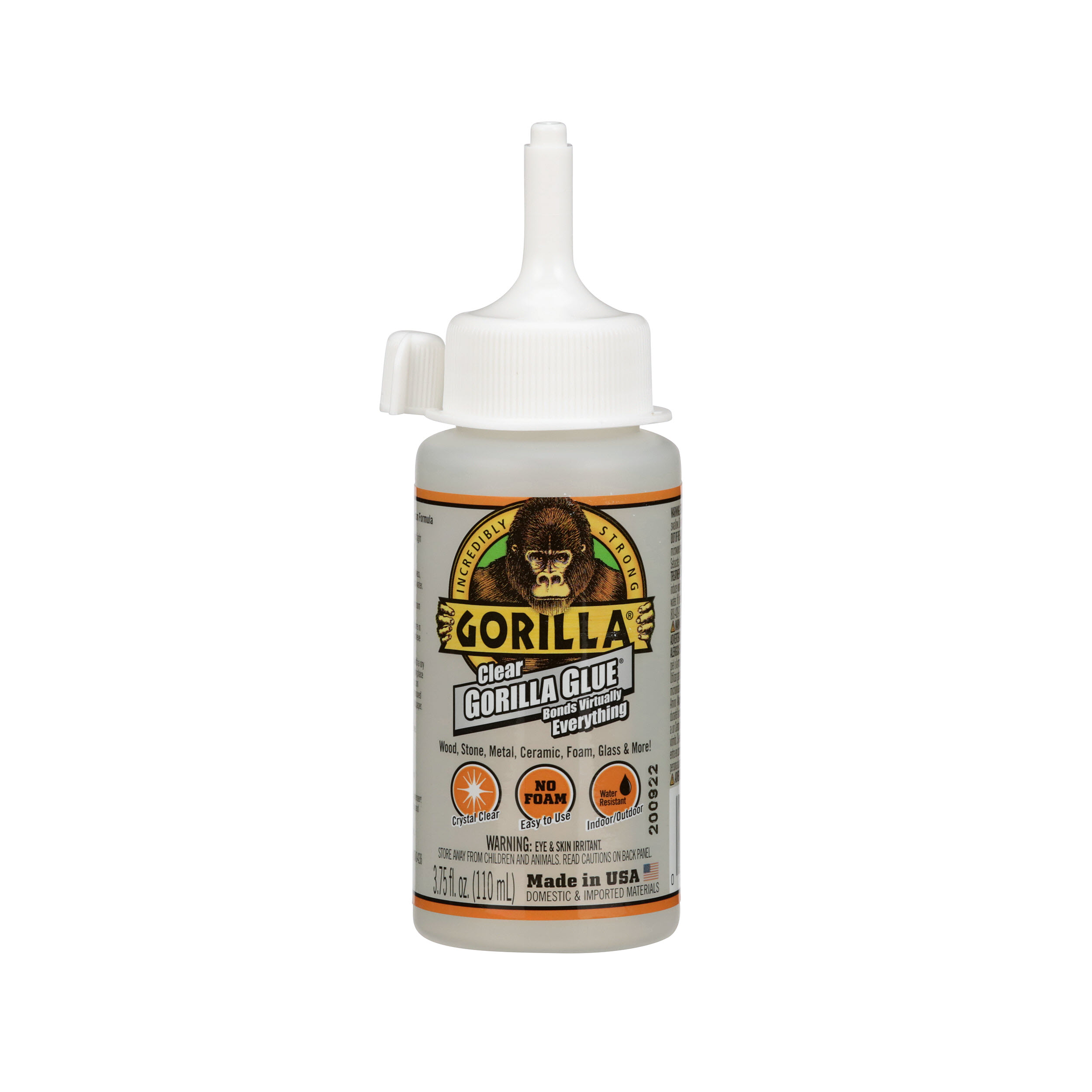 Gorilla Glue Clear, Non-Foaming, Water Resistant, Indoor & Outdoor,  Versatile Bonding Usage, Easy Application Nozzle, 3.75oz/110ml Bottle,  (Pack of 2)