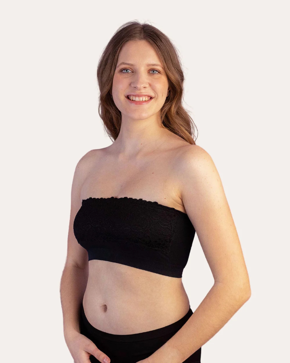 thumbnail video image 2 of Coobie Women's Lace Bandeau Bra 9062,Black,One Size, 2 of 8