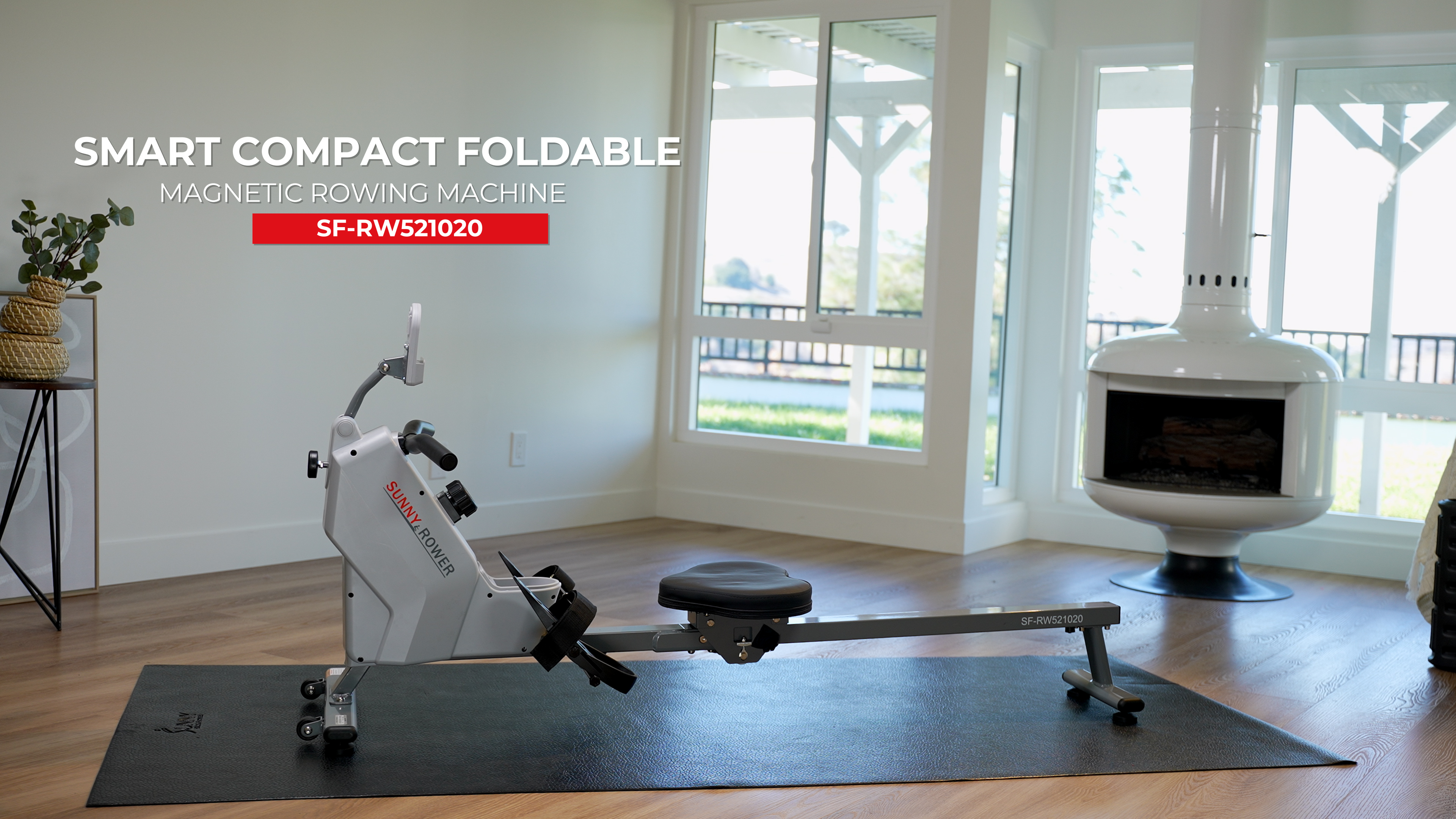 thumbnail video image 2 of Sunny Health & Fitness Compact Foldable Magnetic Rowing Machine w Smart Bluetooth & FREE SunnyFit® App - SF-RW521020, 2 of 10