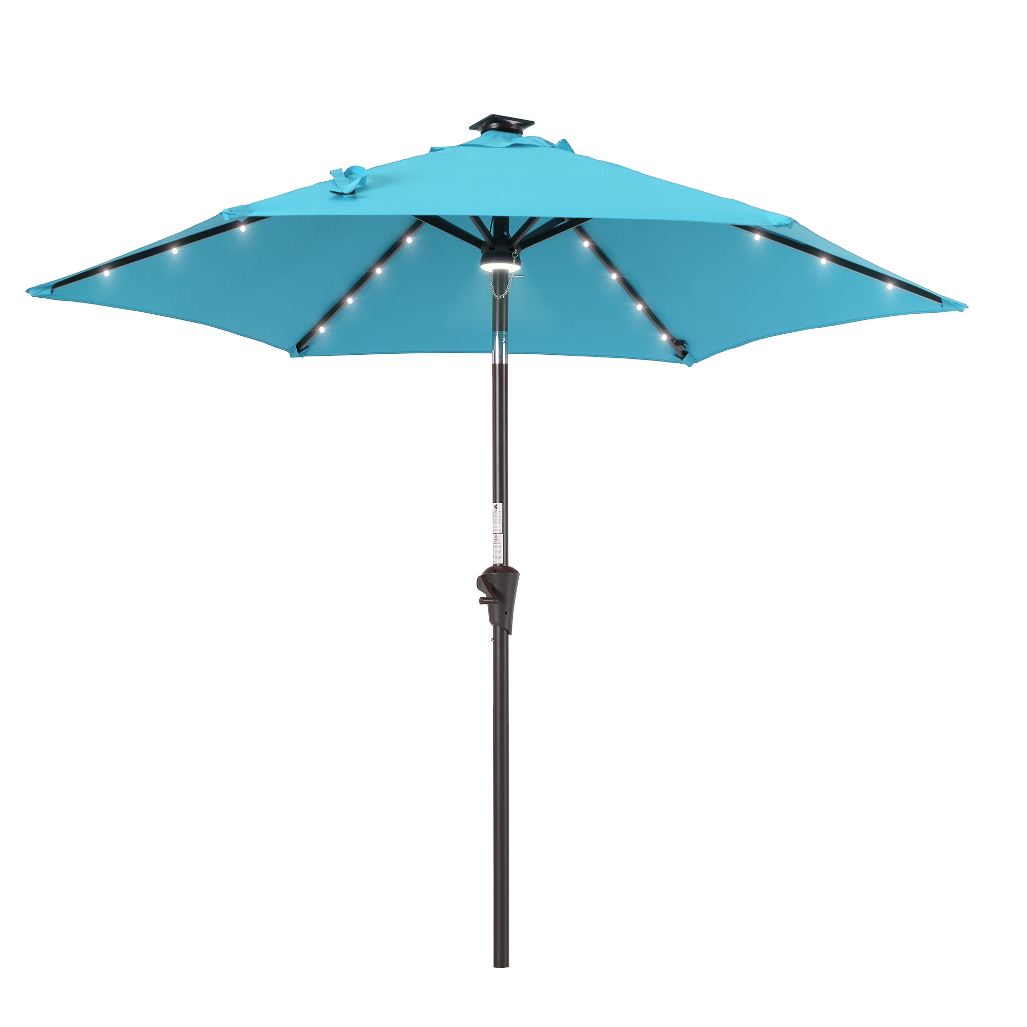 thumbnail video image 2 of ACEGOSES 7.5ft LED Solar Outdoor Patio Market Table Umbrella with Polyester Canopy for Garden,Yard and Poolside,Turquoise Blue, 2 of 9
